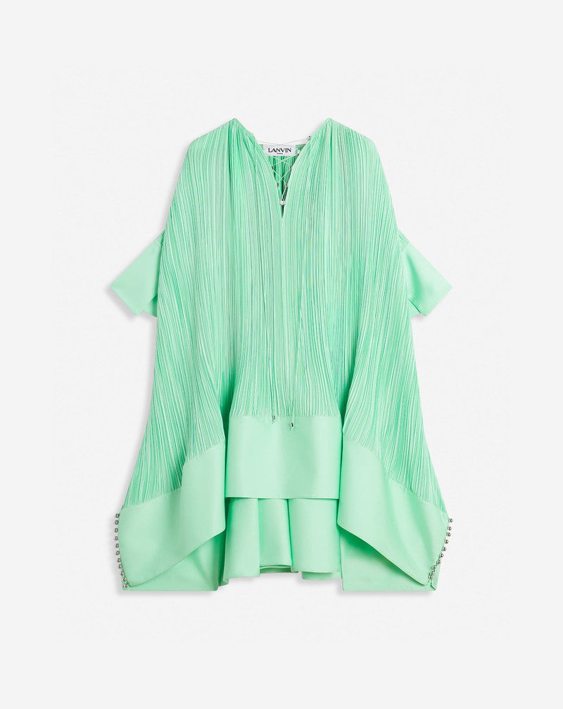 LANVIN WOMEN'S ACQUA PLEATED SHORT CASCADE DRESS