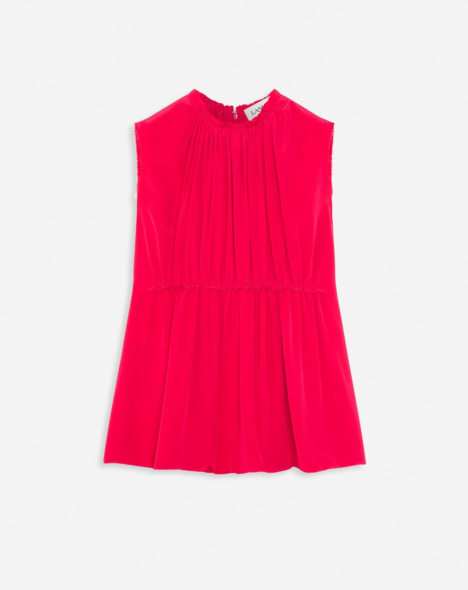 LANVIN WOMEN'S RED SILK SLEEVELESS WAISTED TOP