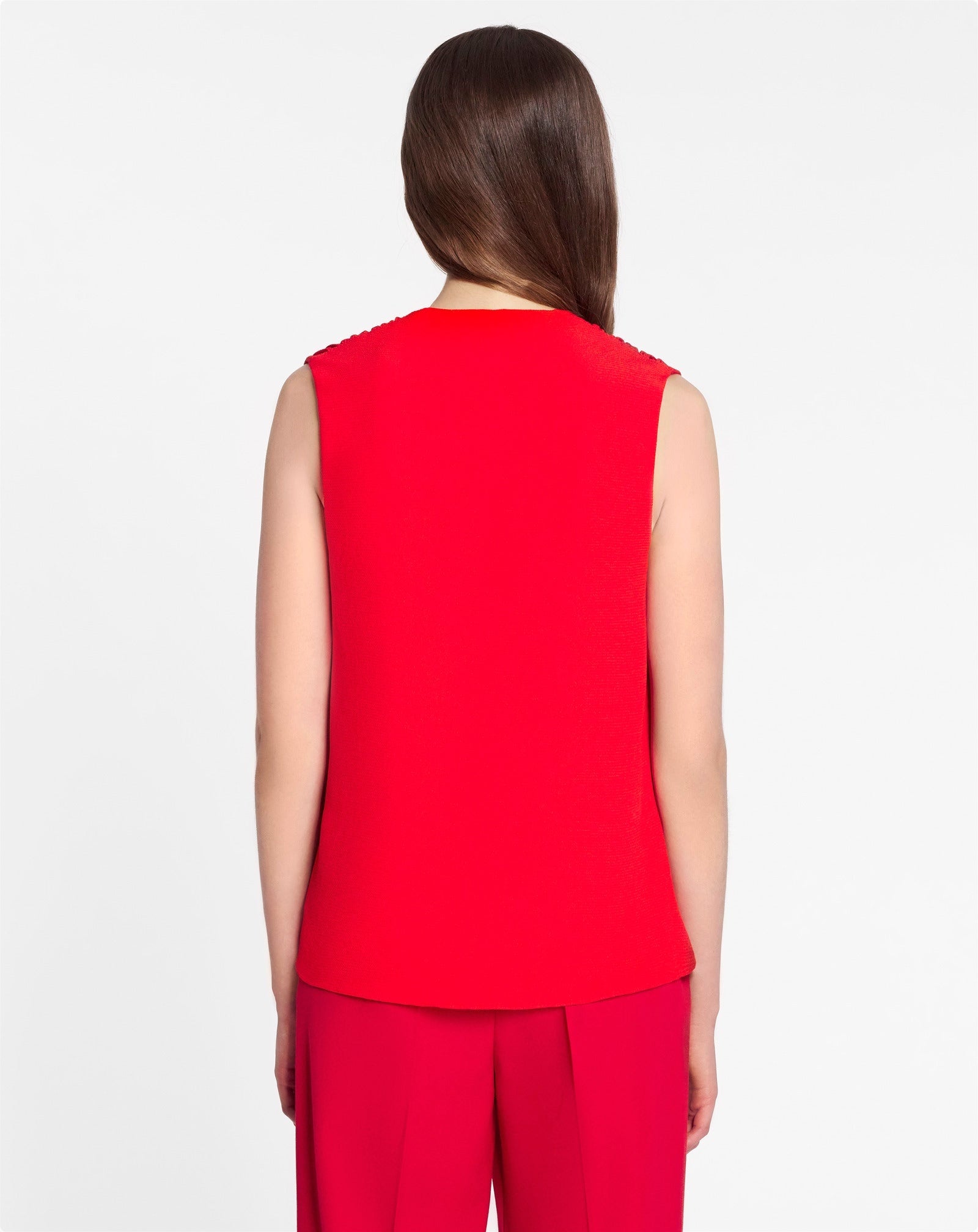 LANVIN WOMEN'S RED SILK SLEEVELESS BLOUSE