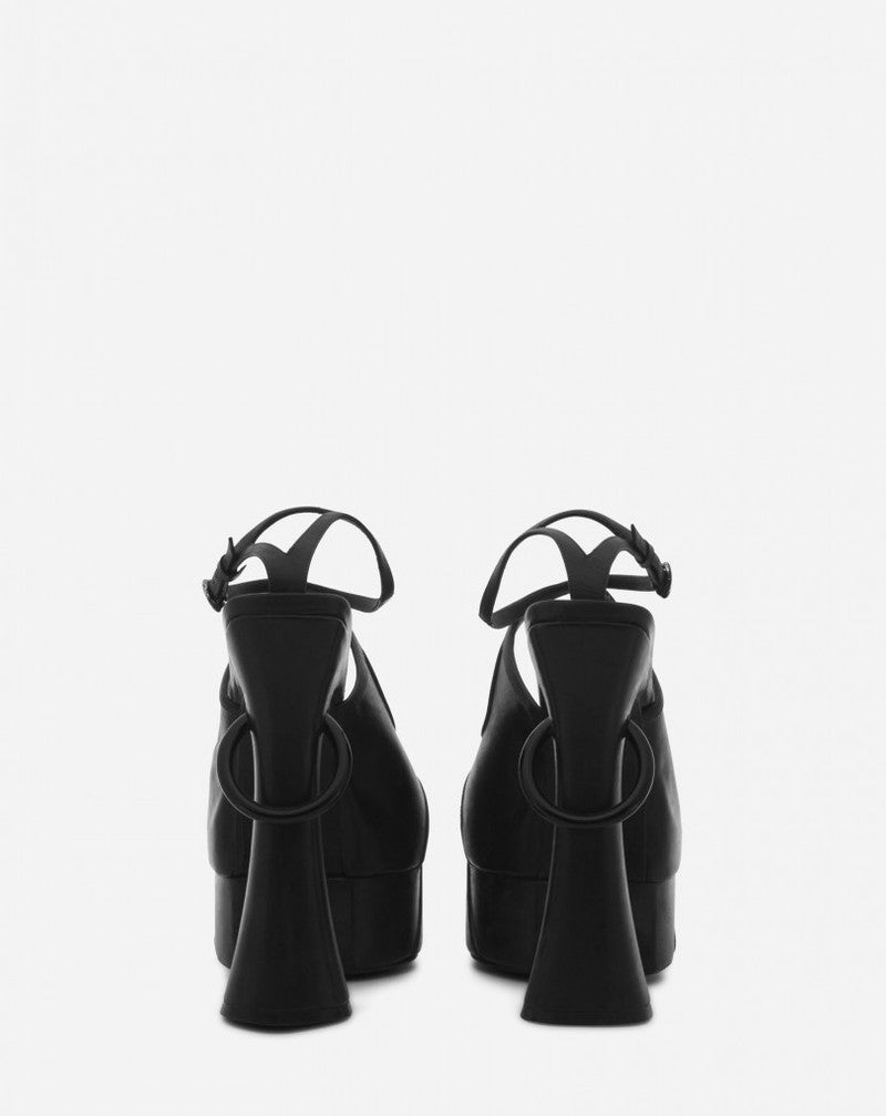 LANVIN WOMEN'S BLACK LEATHER PLATFORM SANDALS