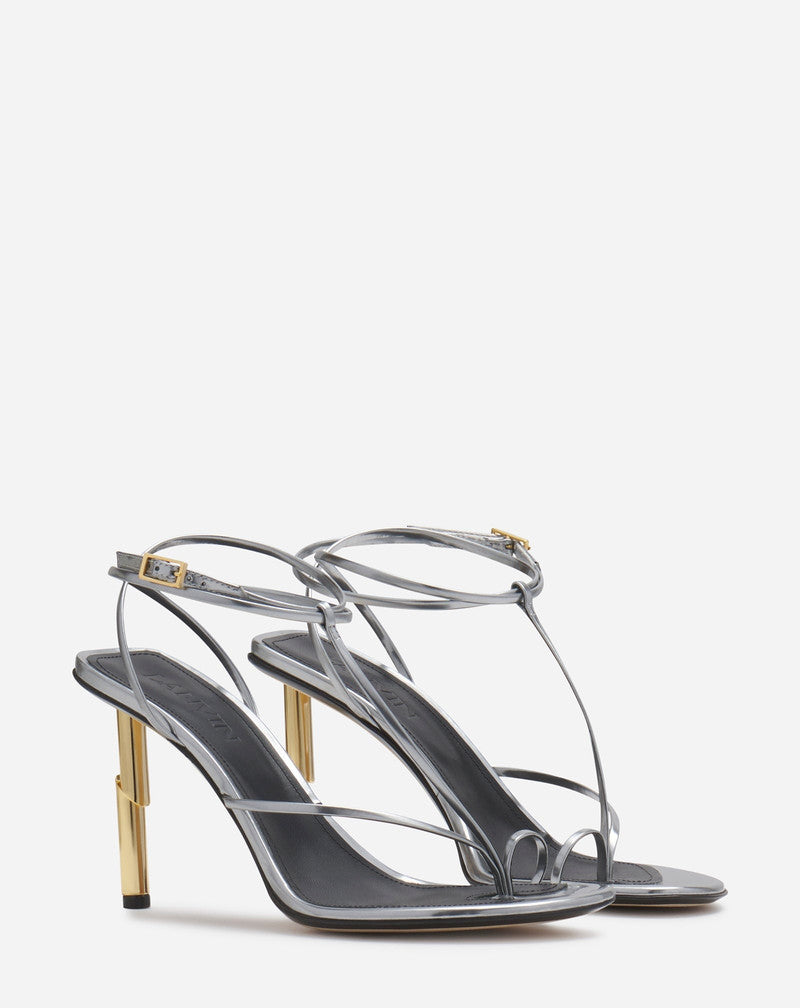 LANVIN WOMEN'S SILVER HIGH-HEEL SANDALS WITH STRAPS