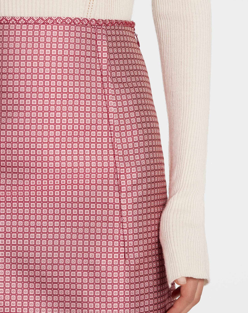 LANVIN WOMEN'S ROSEWOOD SILK A-LINE SHORT SKIRT