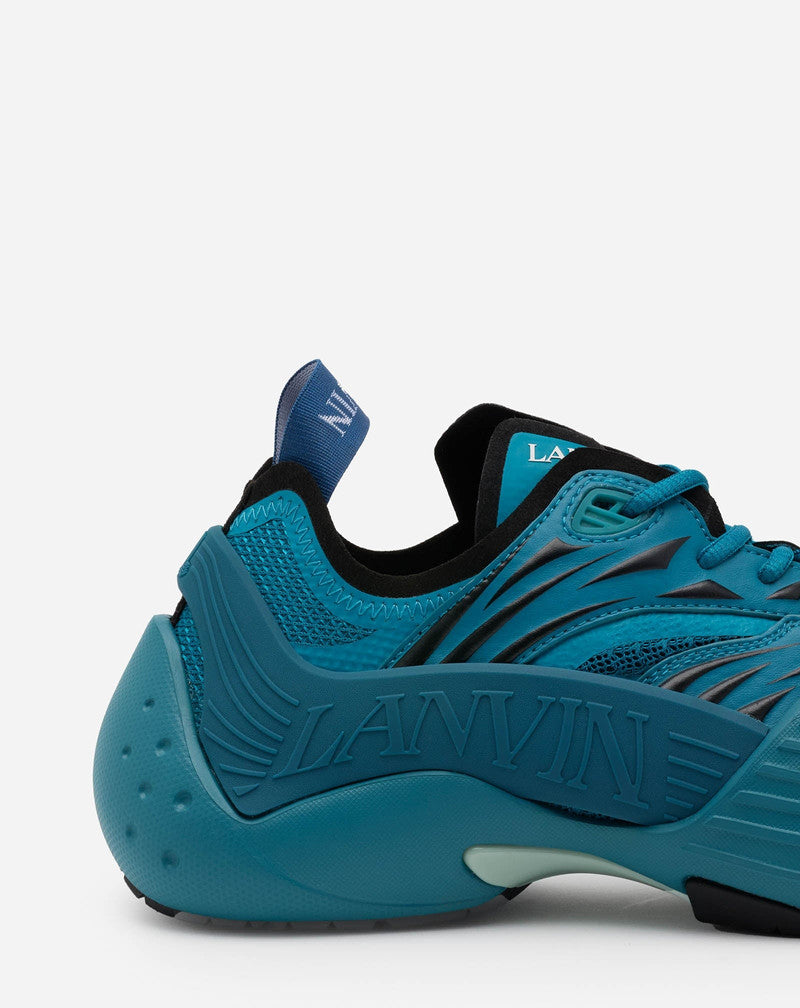 LANVIN MEN'S TURQUOISE LOW TOP SNEAKERS