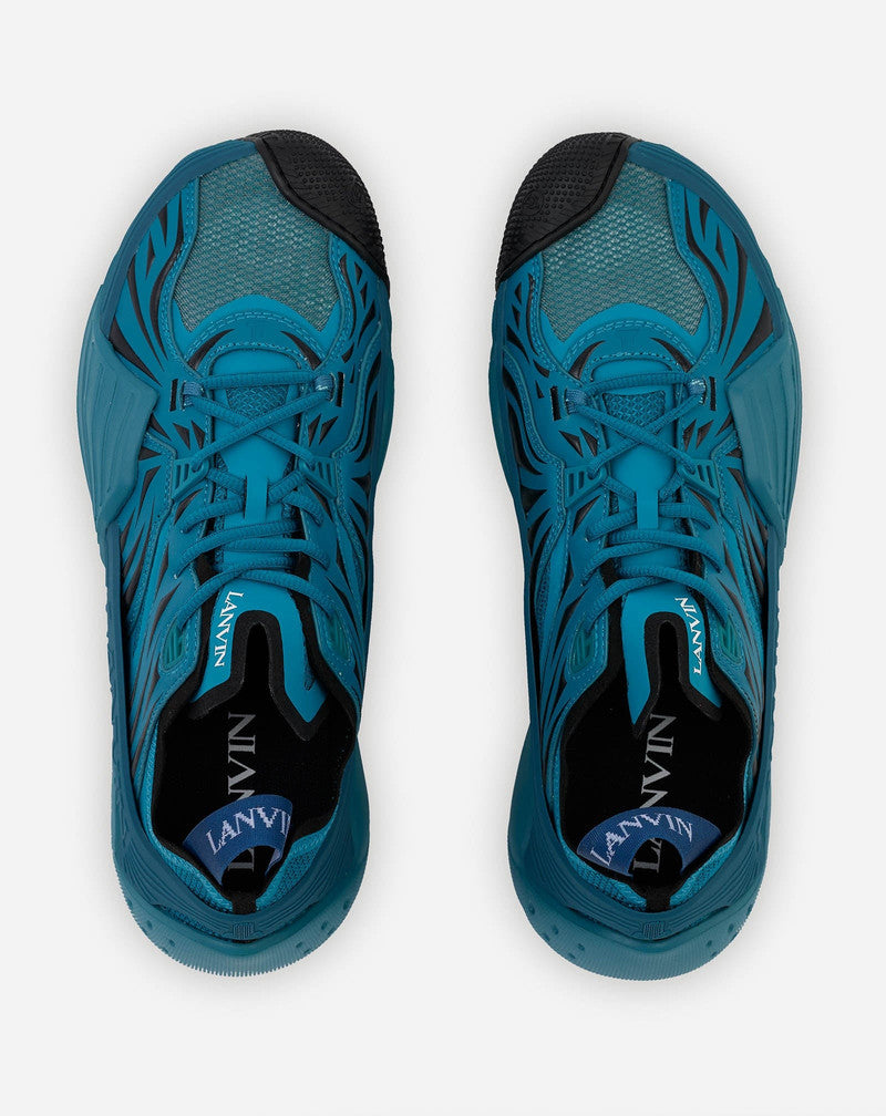 LANVIN MEN'S TURQUOISE LOW TOP SNEAKERS