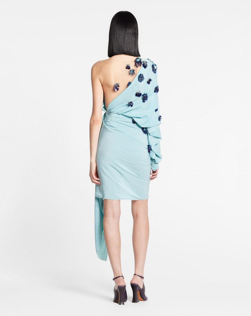LANVIN WOMEN'S MENTHE DRAPED EMBROIDERED DRESS