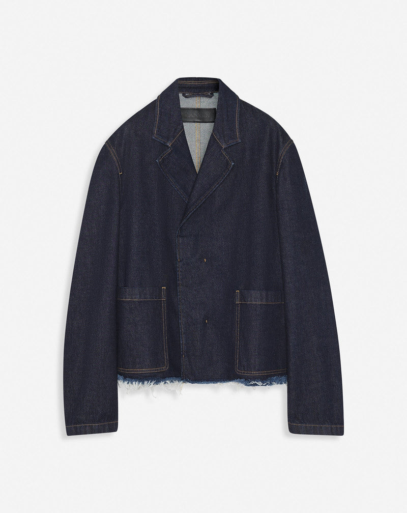 LANVIN MEN'S NAVY DENIM TAILORED JACKET