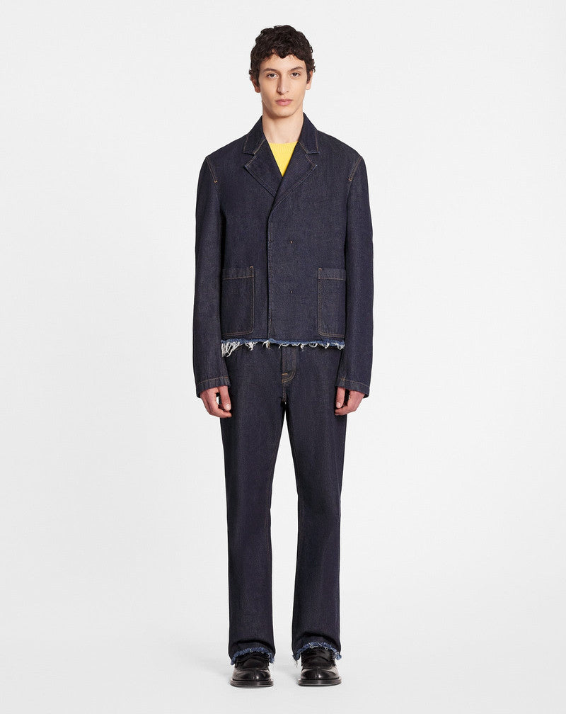 LANVIN MEN'S NAVY DENIM TAILORED JACKET