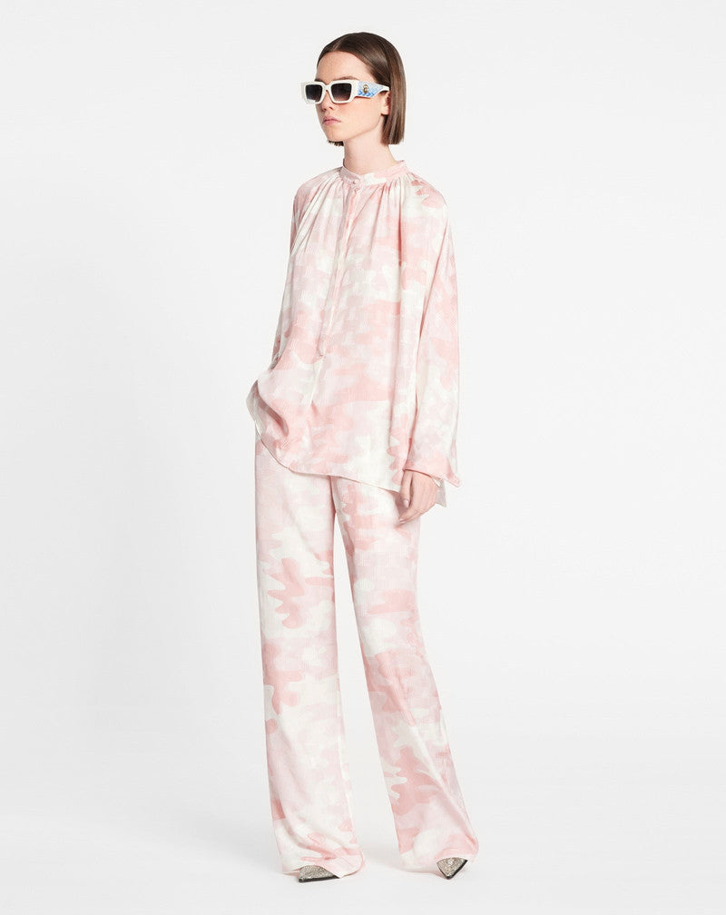 LANVIN WOMEN'S ROSE PALE SILK CARGO TROUSERS