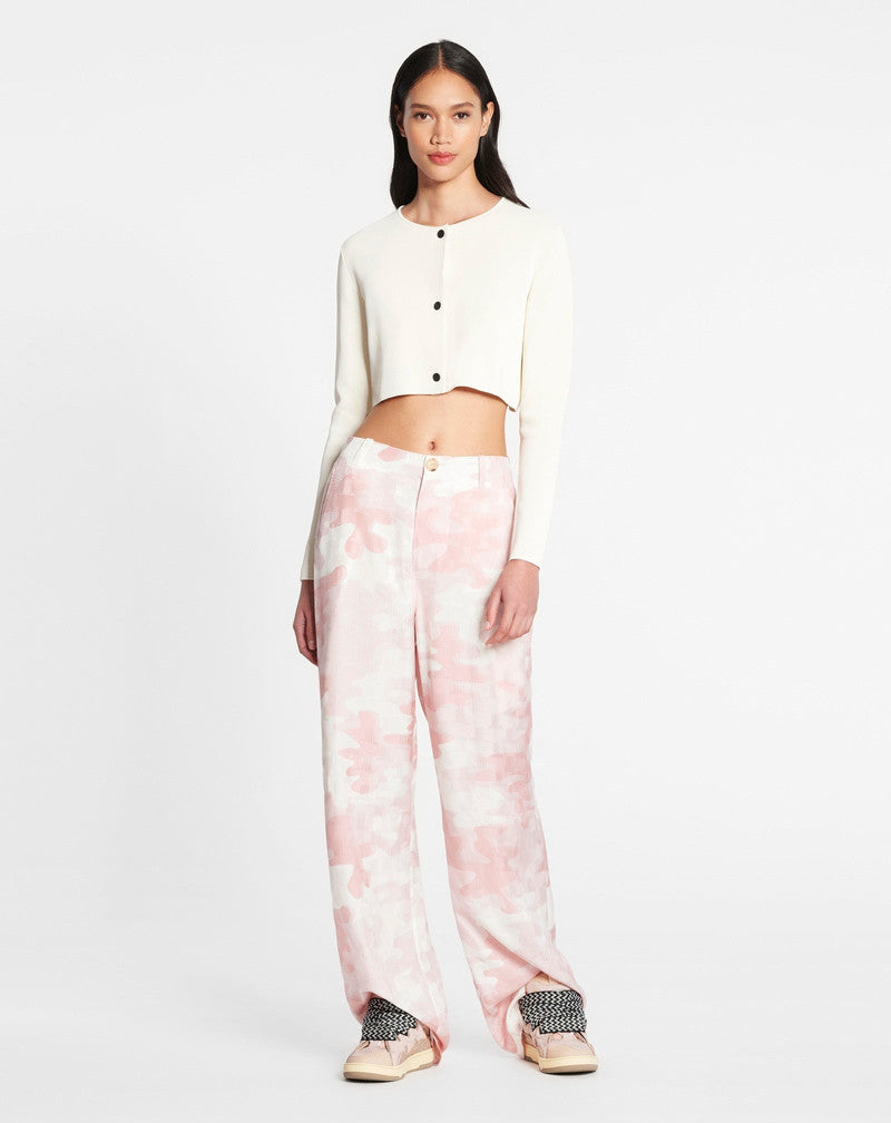 LANVIN WOMEN'S ROSE PALE SILK CARGO TROUSERS