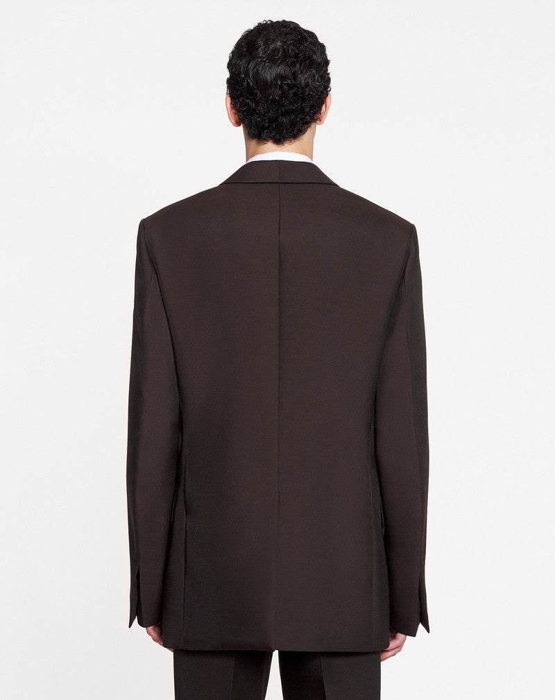 LANVIN MEN'S ESPRESSO SHAWL COLLAR JACKET