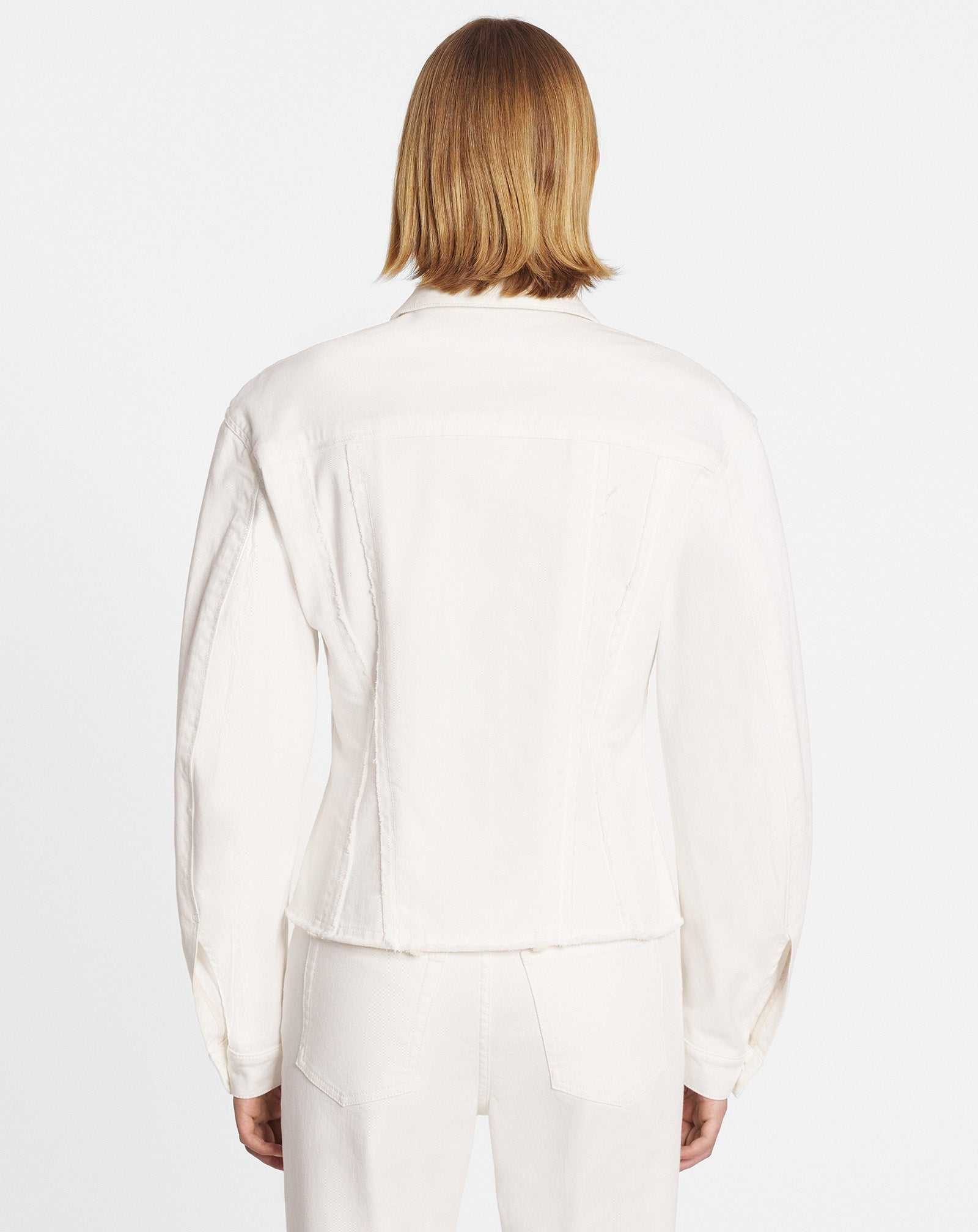 LANVIN WOMEN'S OPTIC WHITE FITTED DENIM JACKET