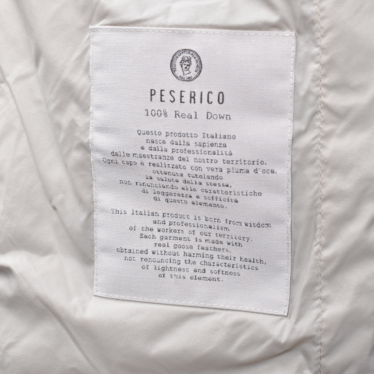 PESERICO MEN'S BEIGE QUILTED PUFFER BOMBER JACKET