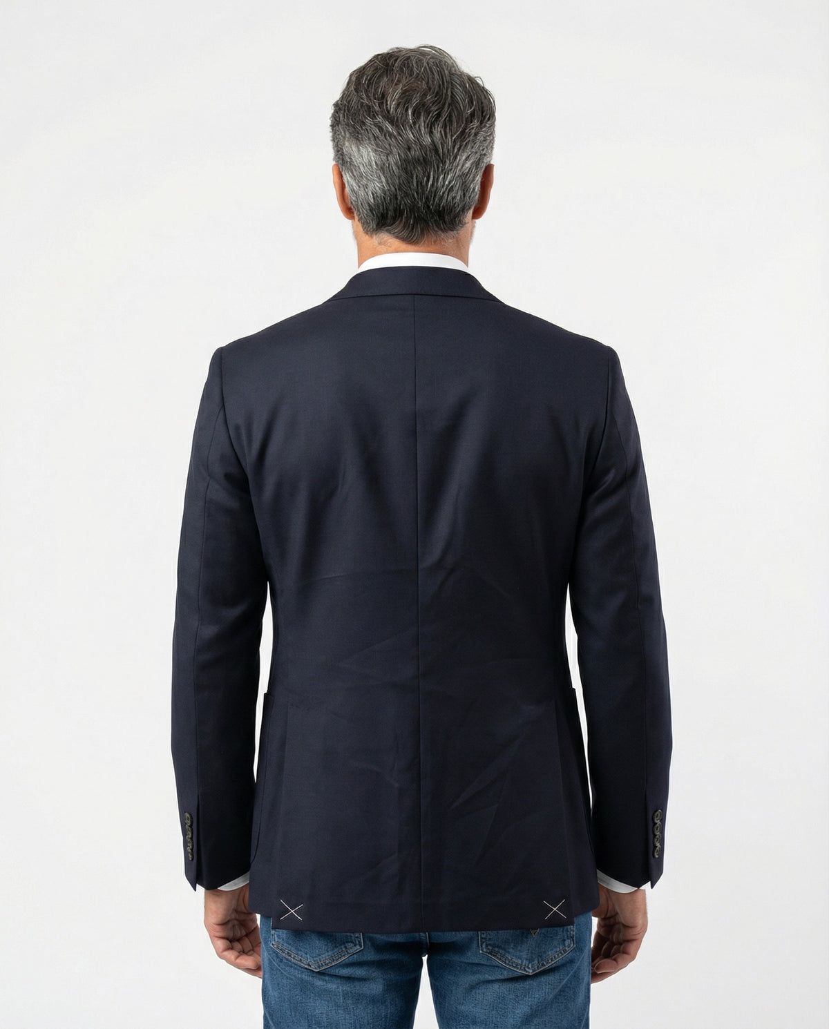 PESERICO MEN'S NAVY LINEN THREE-BUTTON BLAZER