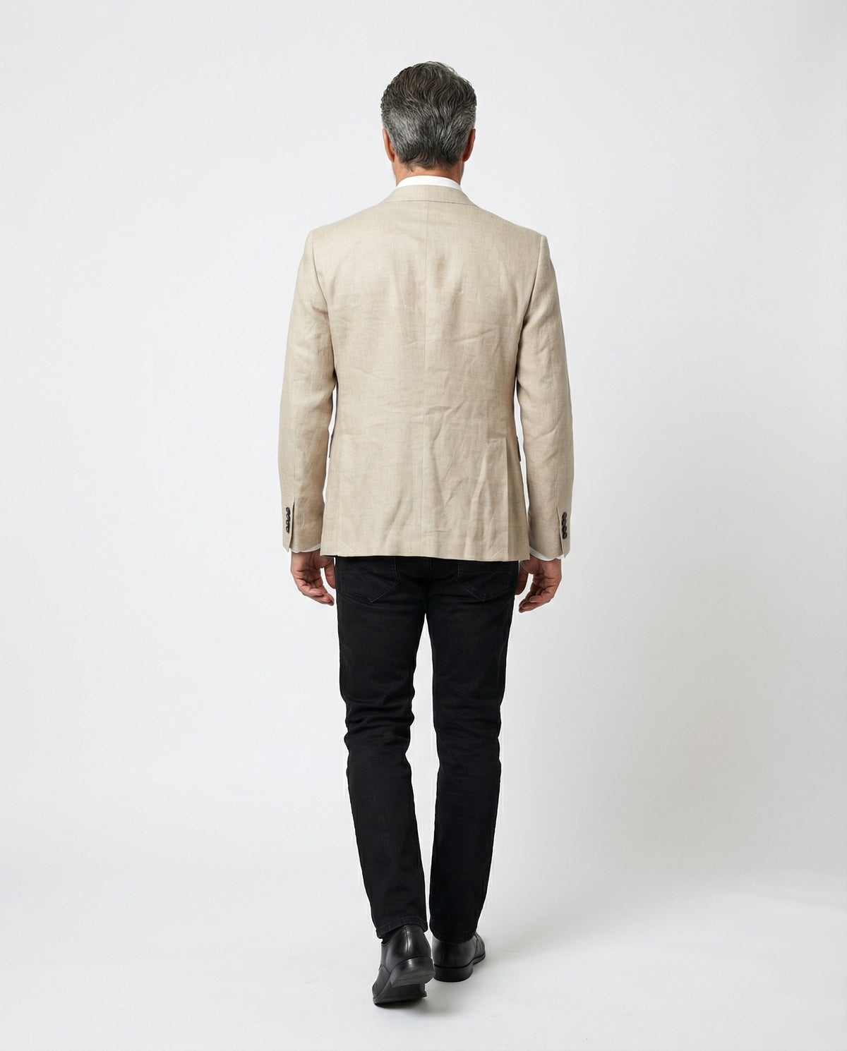 PESERICO MEN'S BEIGE LINEN DOUBLE-BREASTED BLAZER