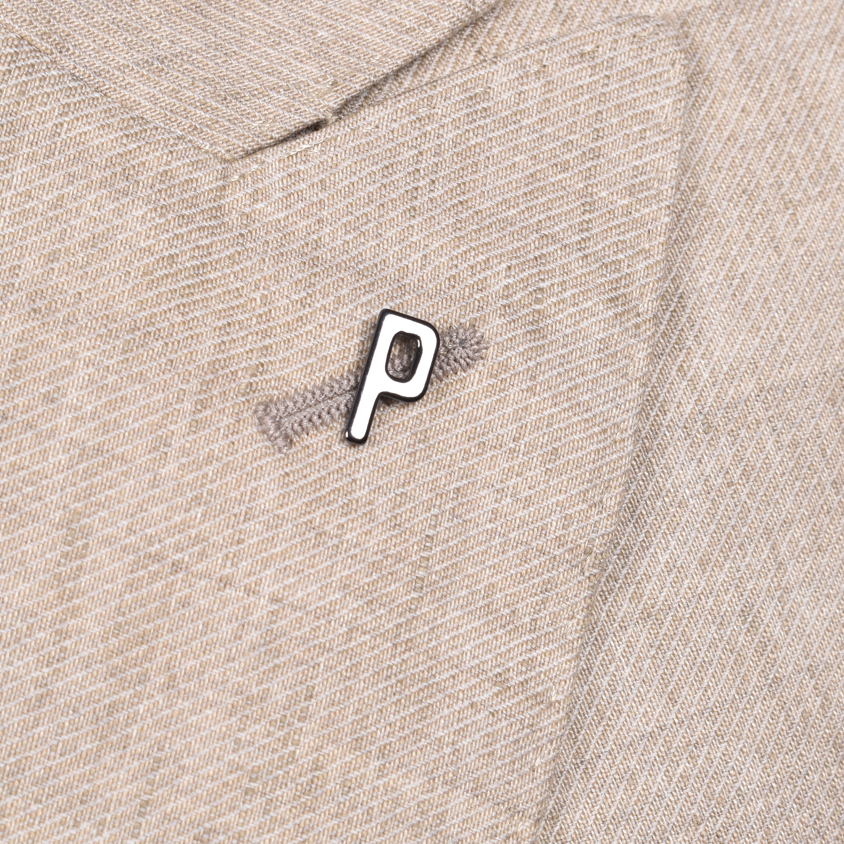 PESERICO MEN'S BEIGE LINEN DOUBLE-BREASTED BLAZER