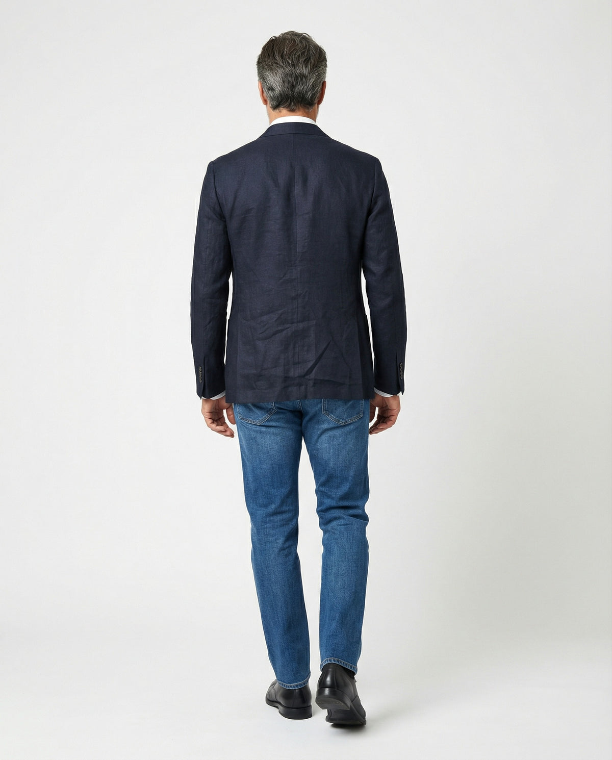PESERICO MEN'S DARK NAVY LINEN THREE-BUTTON BLAZER