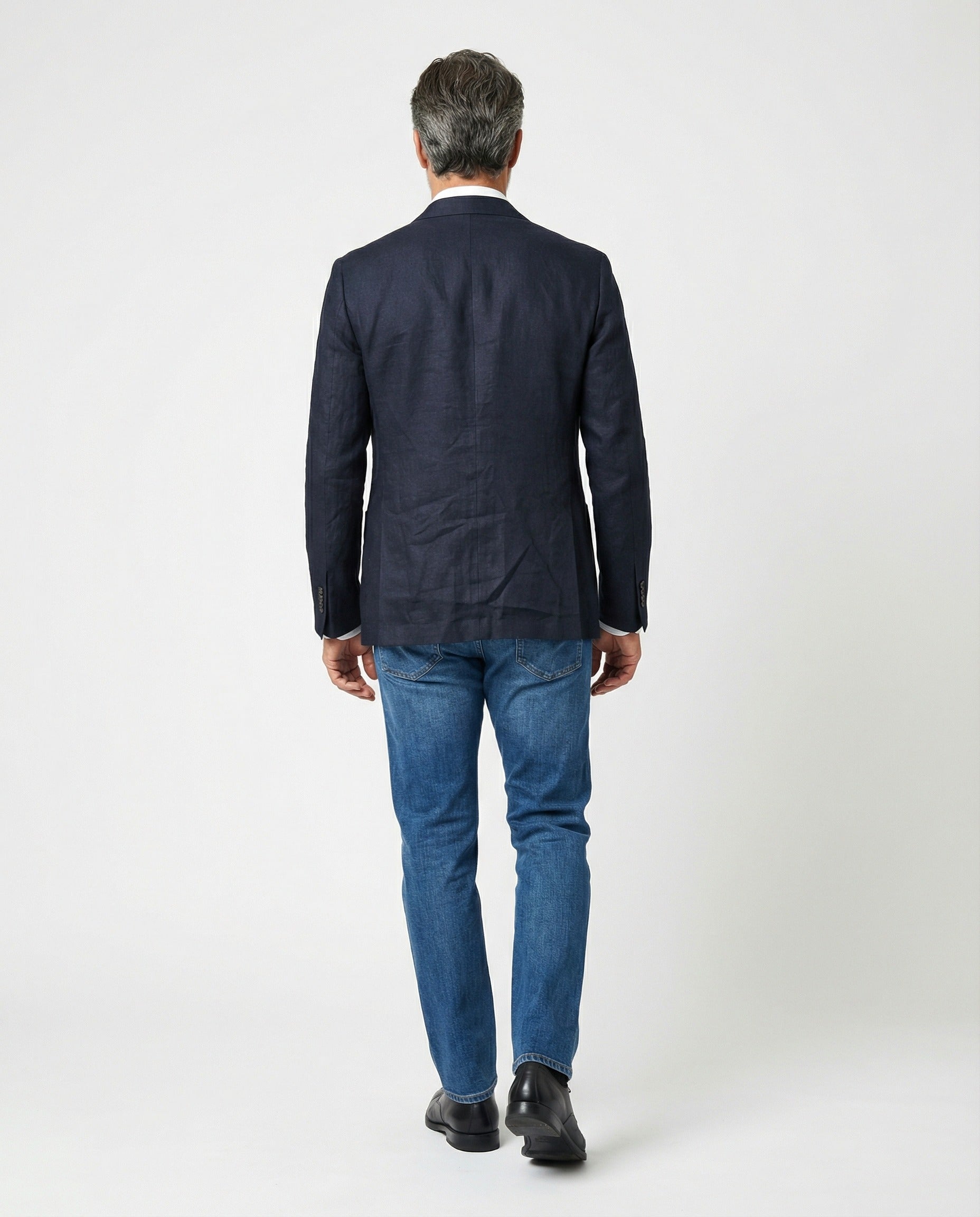 PESERICO MEN'S DARK NAVY LINEN THREE-BUTTON BLAZER