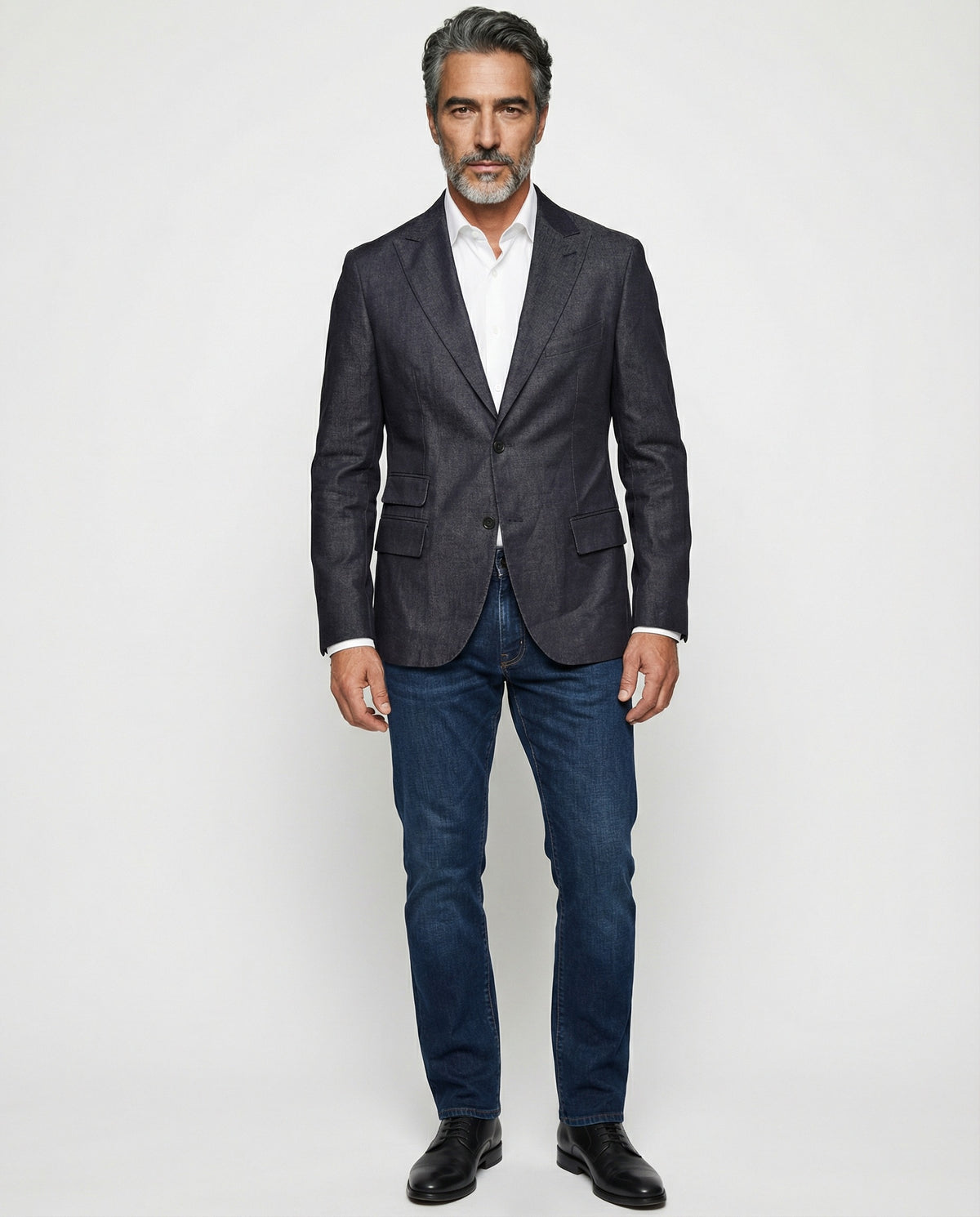 PESERICO MEN'S DARK NAVY LINEN THREE-BUTTON BLAZER