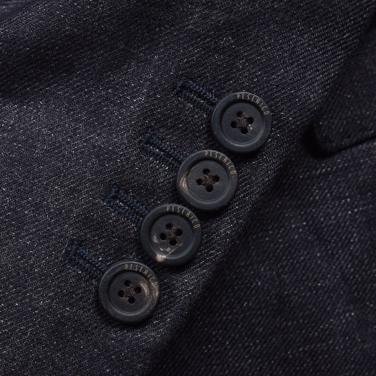 PESERICO MEN'S DARK NAVY LINEN THREE-BUTTON BLAZER