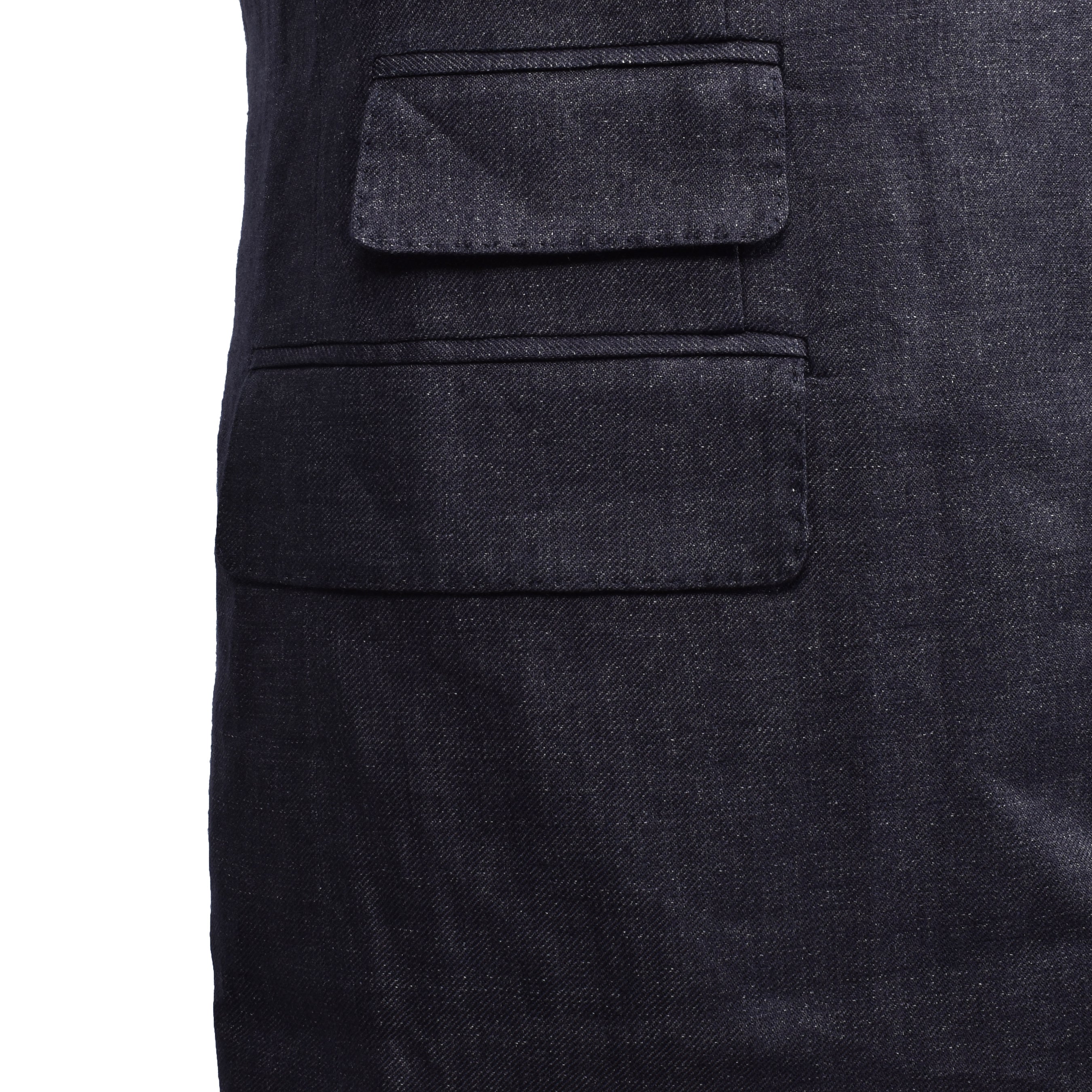 PESERICO MEN'S DARK NAVY LINEN THREE-BUTTON BLAZER
