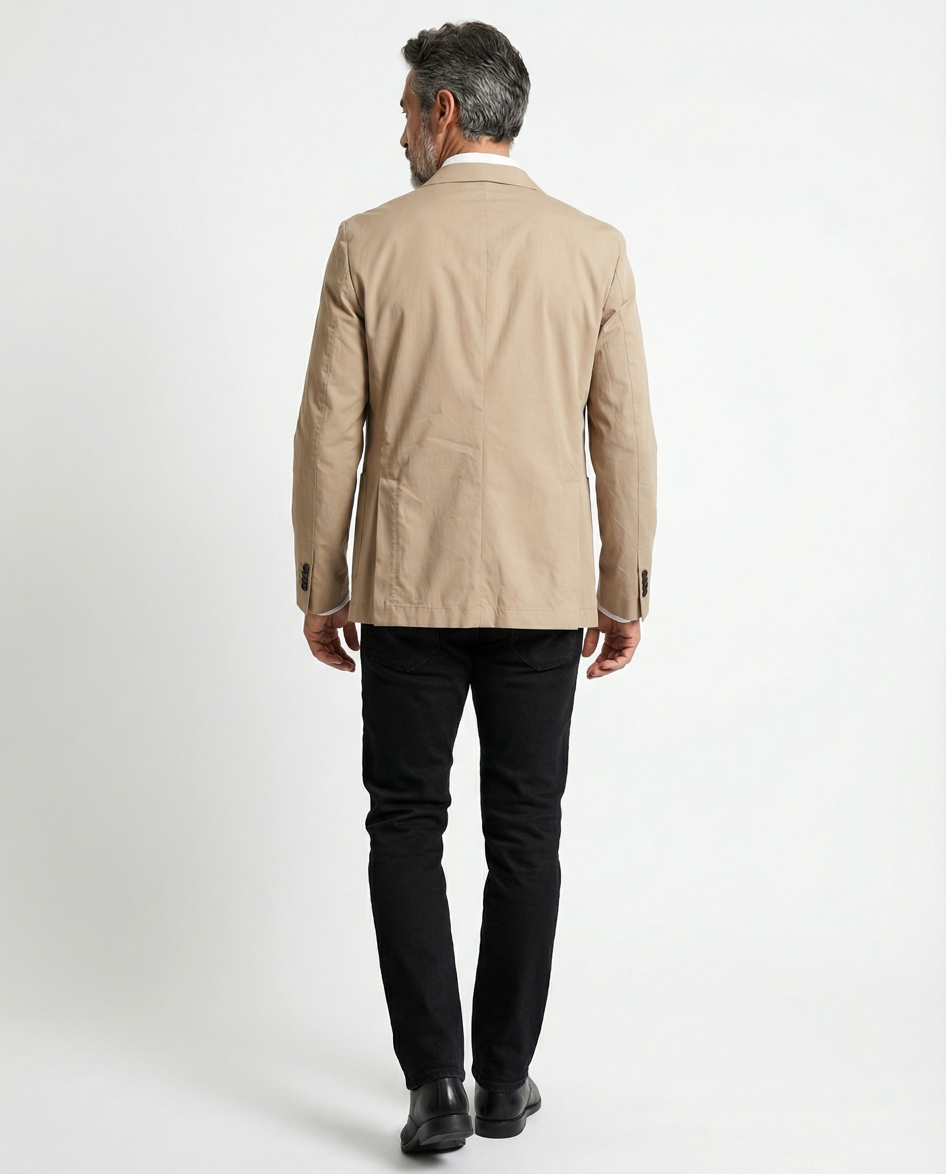 PESERICO MEN'S BEIGE THREE-BUTTON COTTON BLAZER