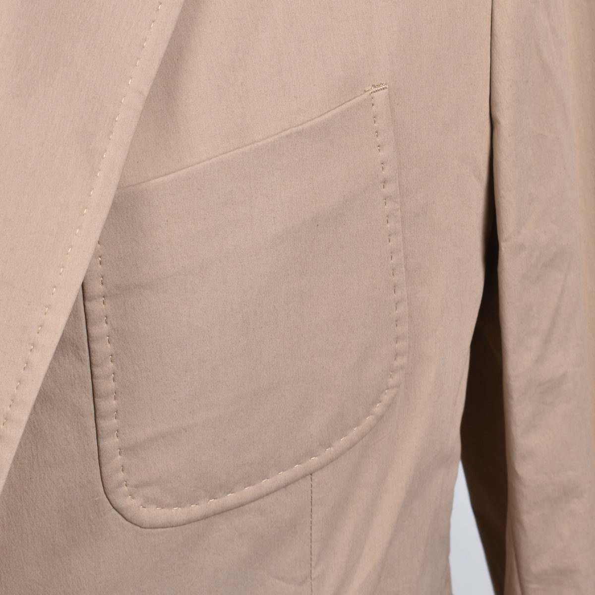 PESERICO MEN'S BEIGE THREE-BUTTON COTTON BLAZER