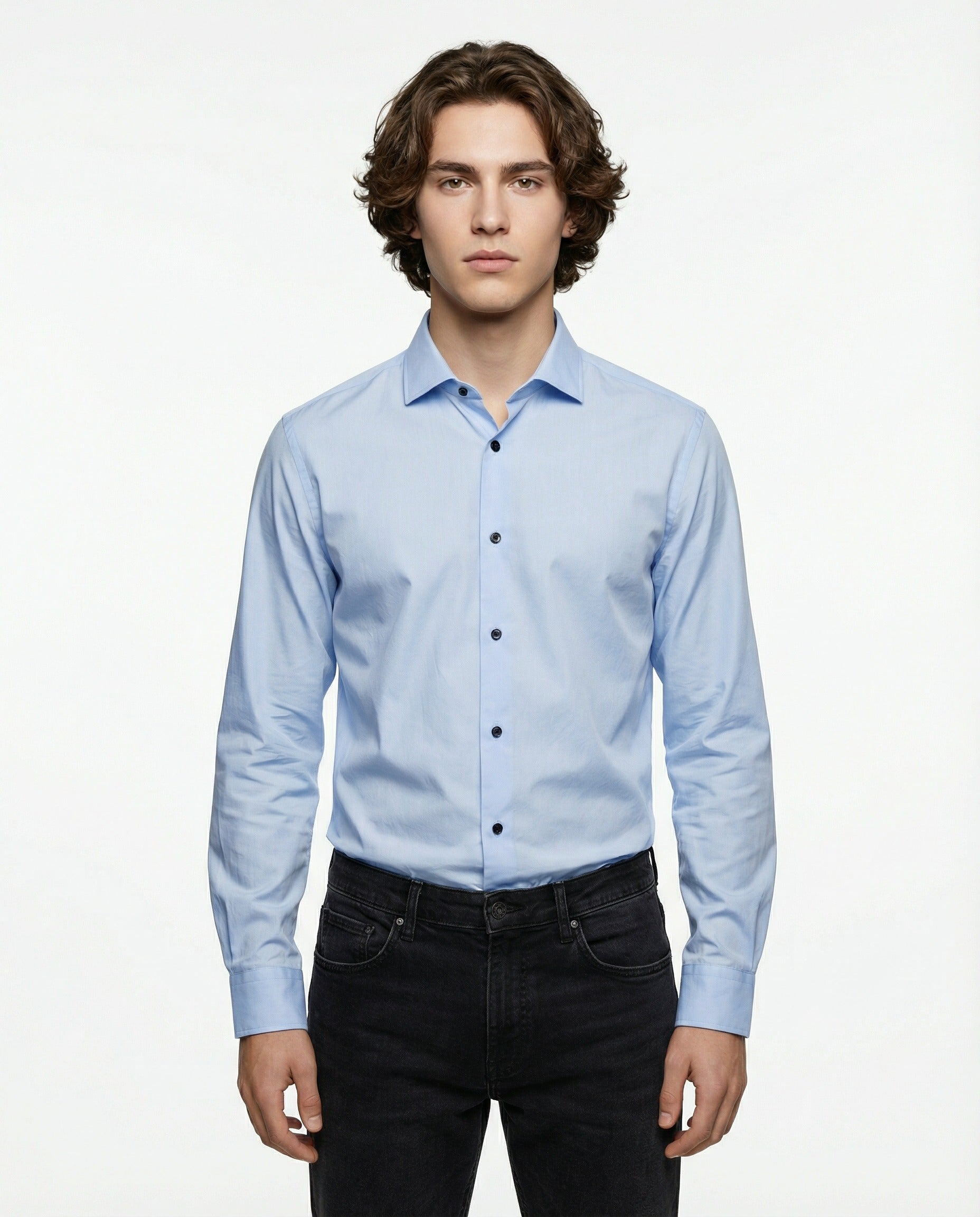 PESERICO MEN'S LIGHT BLUE BUTTON-DOWN SHIRT