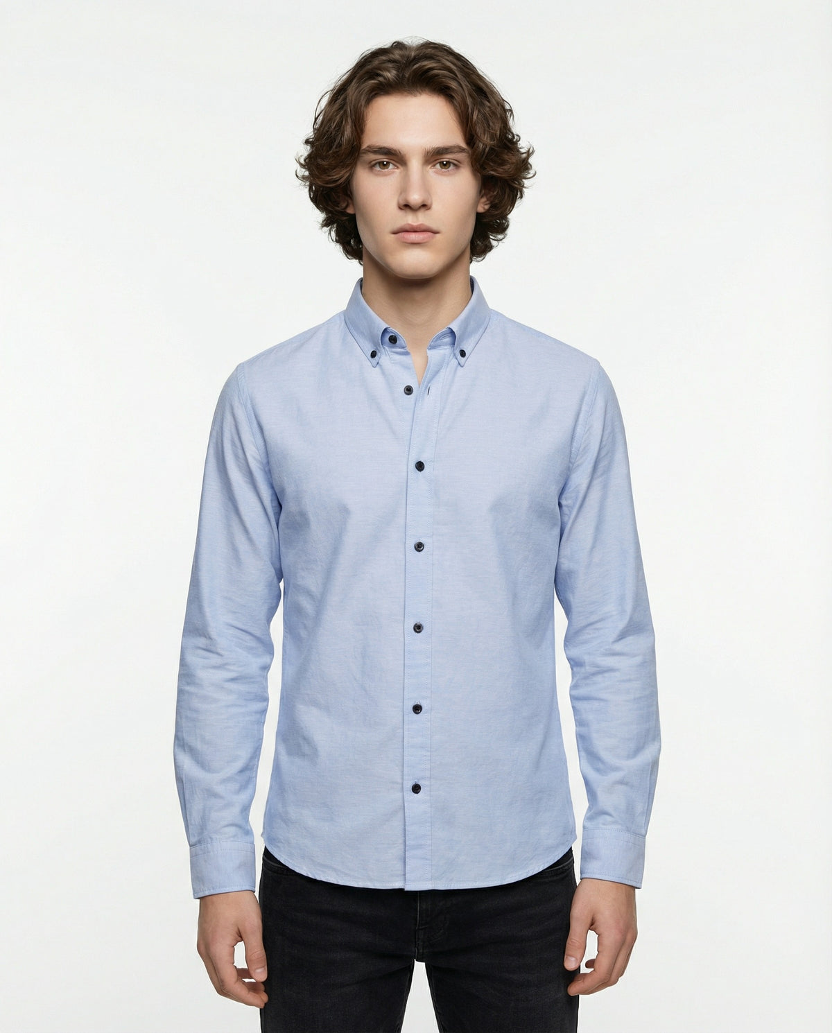 PESERICO MEN'S BLUE BUTTON-DOWN DRESS SHIRT