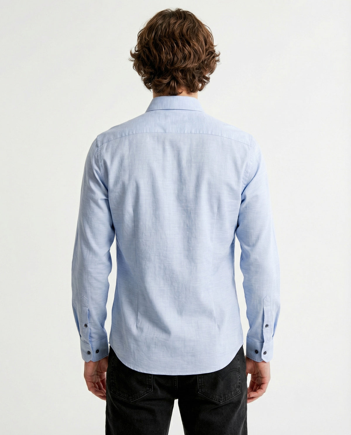 PESERICO MEN'S BLUE BUTTON-DOWN DRESS SHIRT