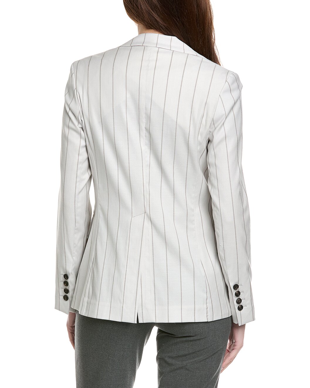 ELEVENTY WOMEN'S IVORY PINSTRIPE DESTRUCTURED BLAZER