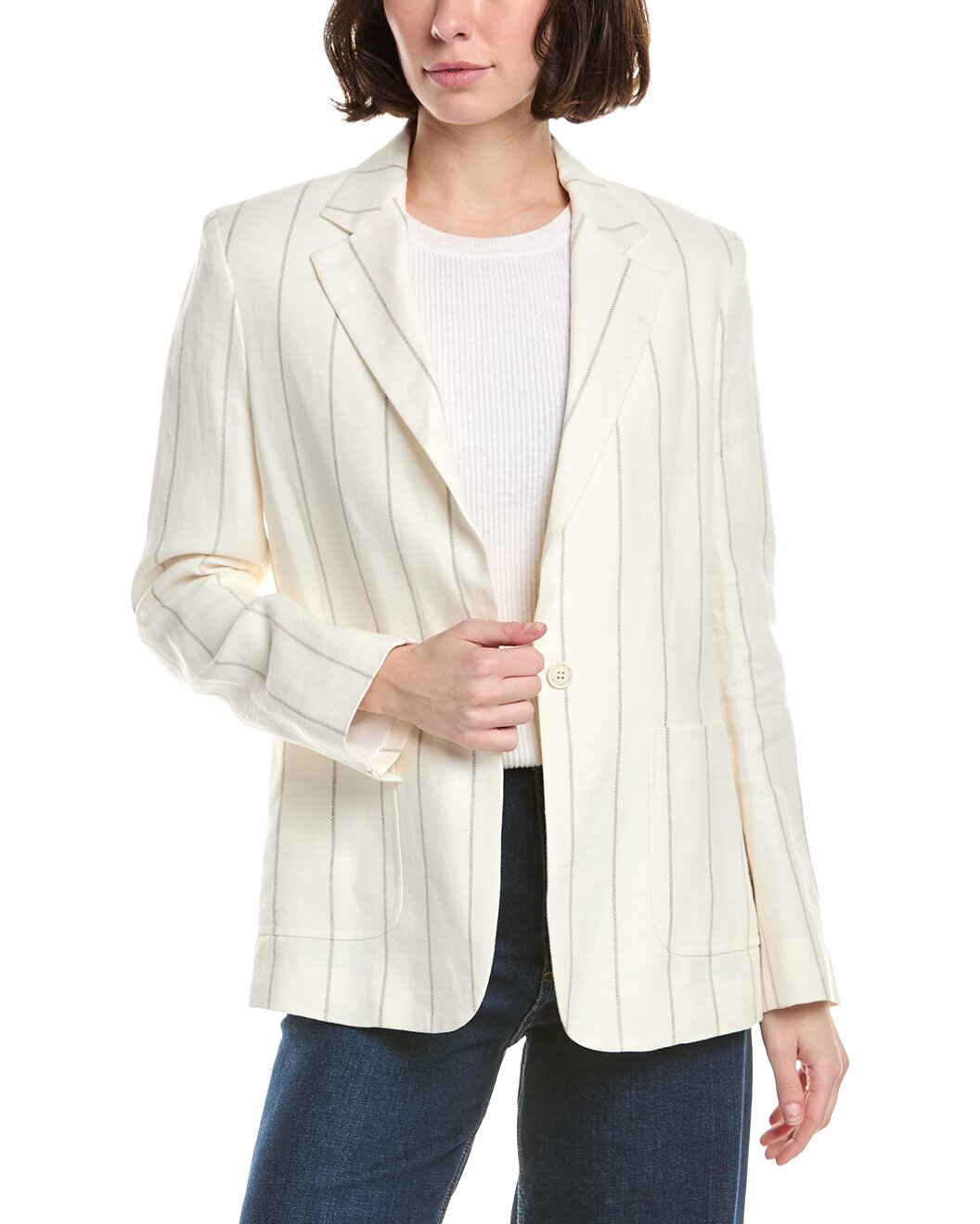 ELEVENTY WOMEN'S IVORY ONE-BUTTON DECONSTRUCTED BLAZER