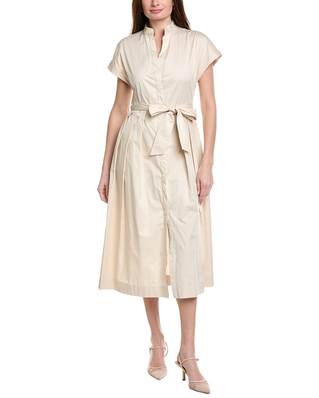 ELEVENTY WOMEN'S WHITE BELTED CHEMISIER DRESS