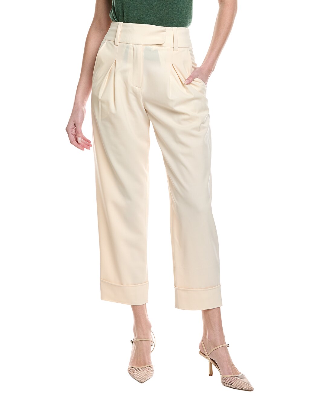 ELEVENTY WOMEN'S OFF-WHITE HIGH-WAISTED TROUSERS