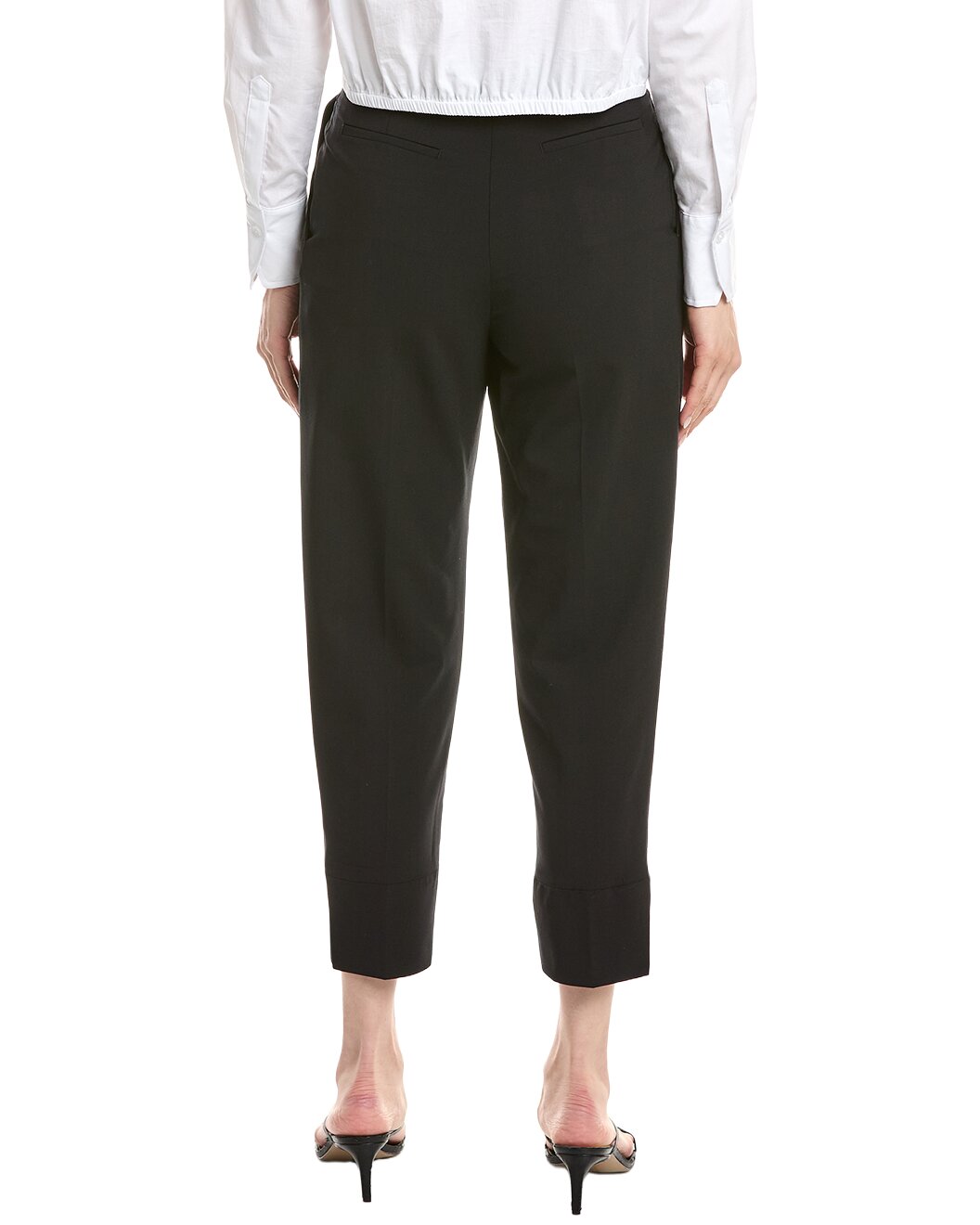 ELEVENTY WOMEN'S BLACK TAILORED TROUSERS WITH WELT POCKETS