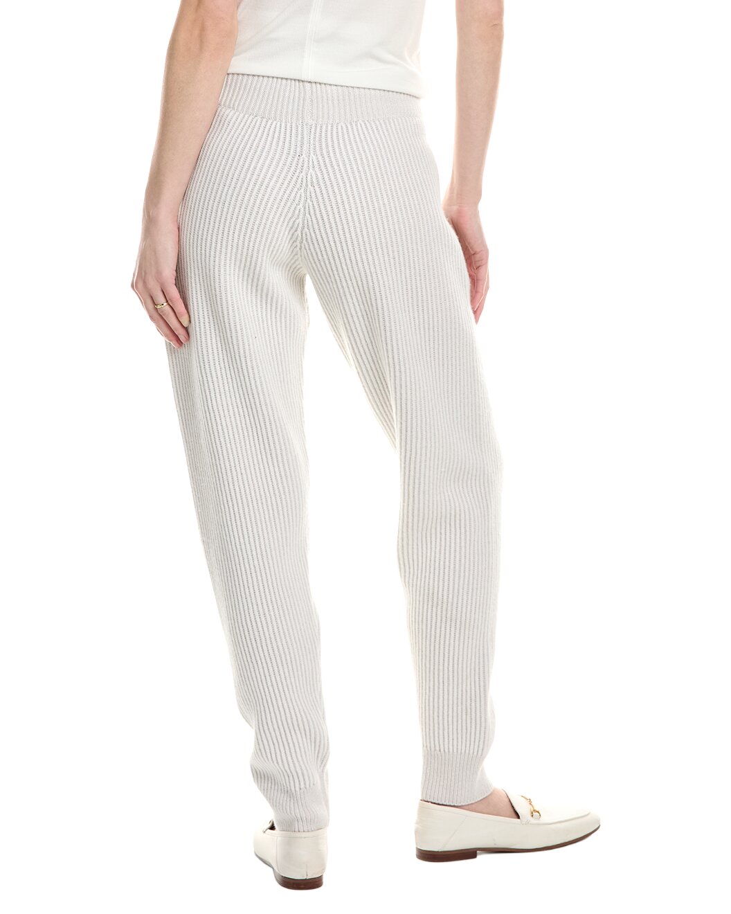 ELEVENTY WOMEN'S WHITE-GREY KNIT DRAWSTRING TROUSERS