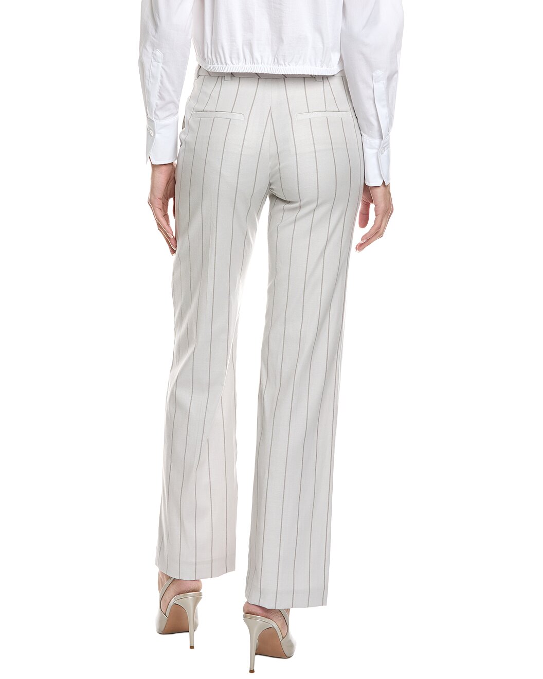 ELEVENTY WOMEN'S IVORY PINSTRIPE TAILORED TROUSERS