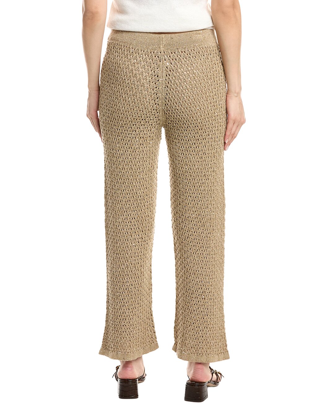 ELEVENTY WOMEN'S SAND KNITTED WIDE-LEG TROUSERS