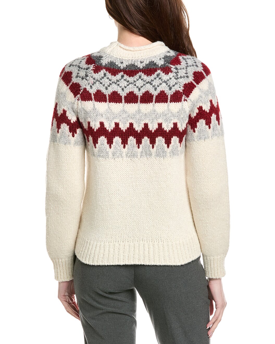 ELEVENTY WOMEN'S WHITE WOOL PATTERNED KNIT SWEATER