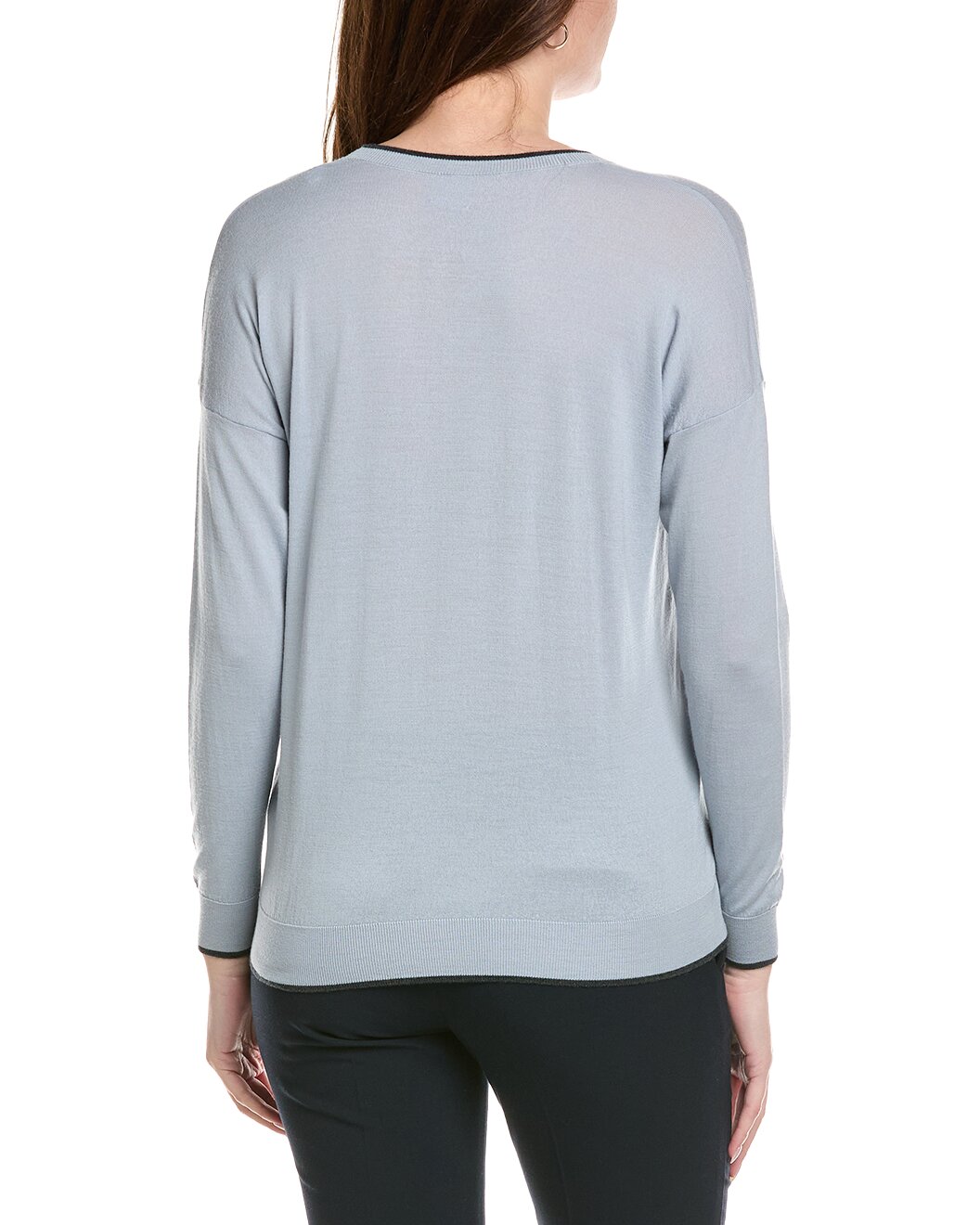 ELEVENTY WOMEN'S LIGHT BLUE ROUND NECK KNIT SWEATER