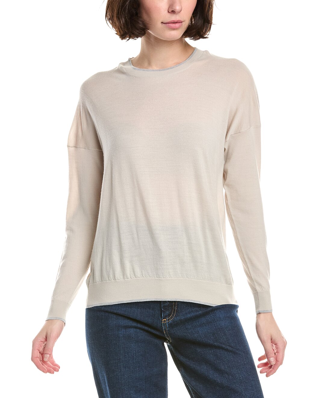 ELEVENTY WOMEN'S SAND KNIT ROUND NECK SWEATER