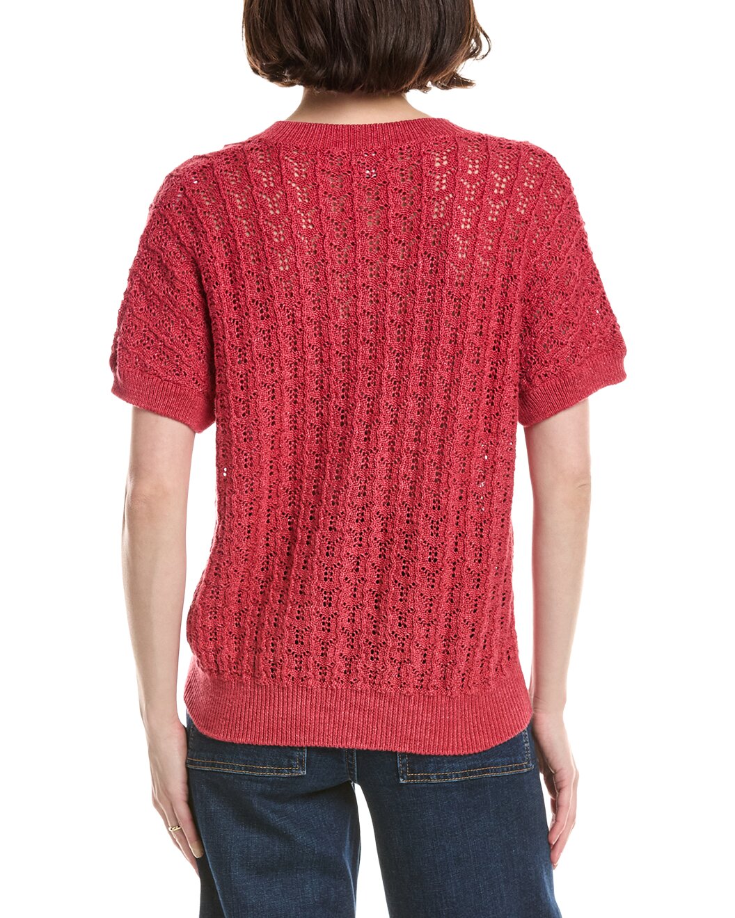 ELEVENTY WOMEN'S CORAL HALF-SLEEVE V-NECK SWEATER