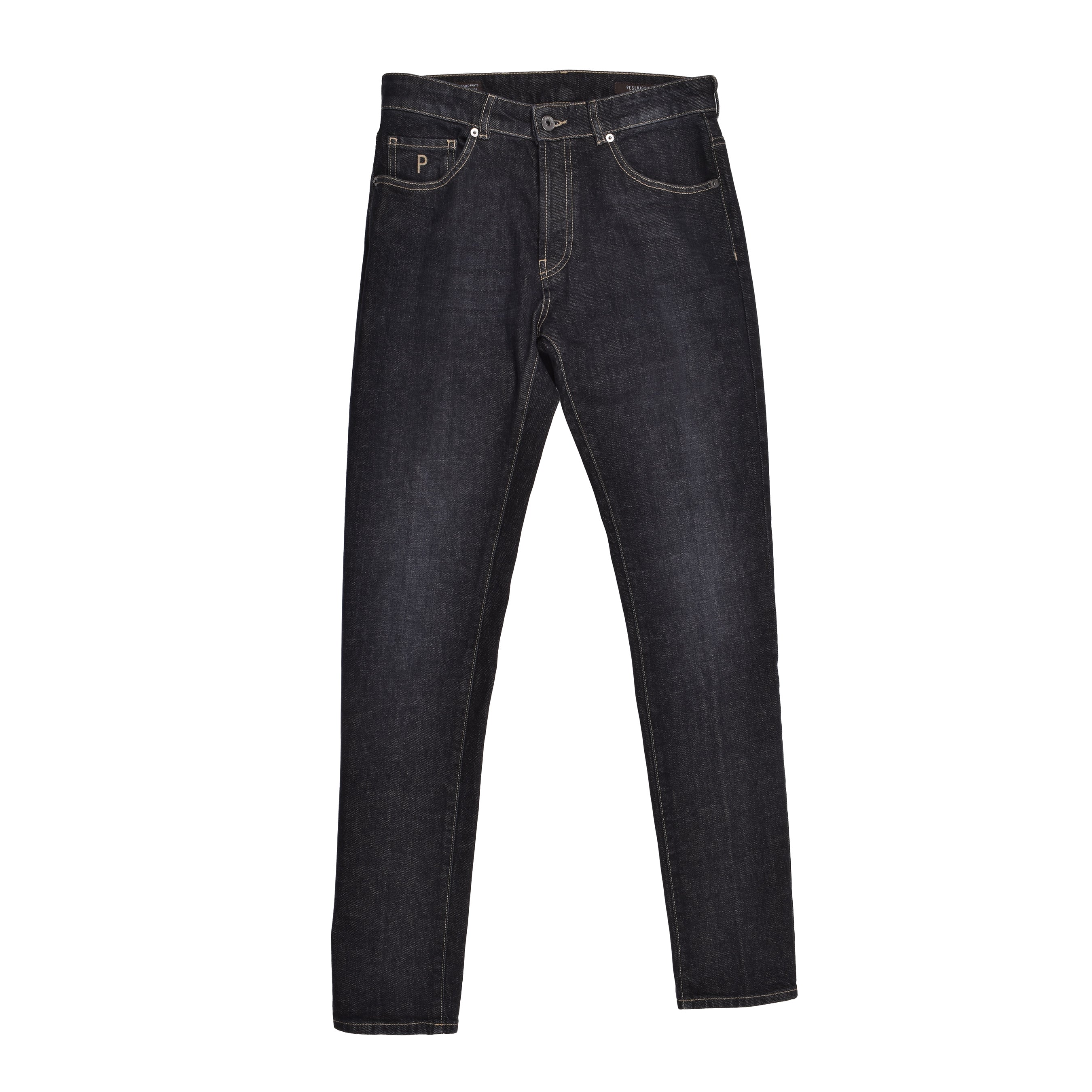 PESERICO MEN'S BLACK DENIM FIVE-POCKET JEANS