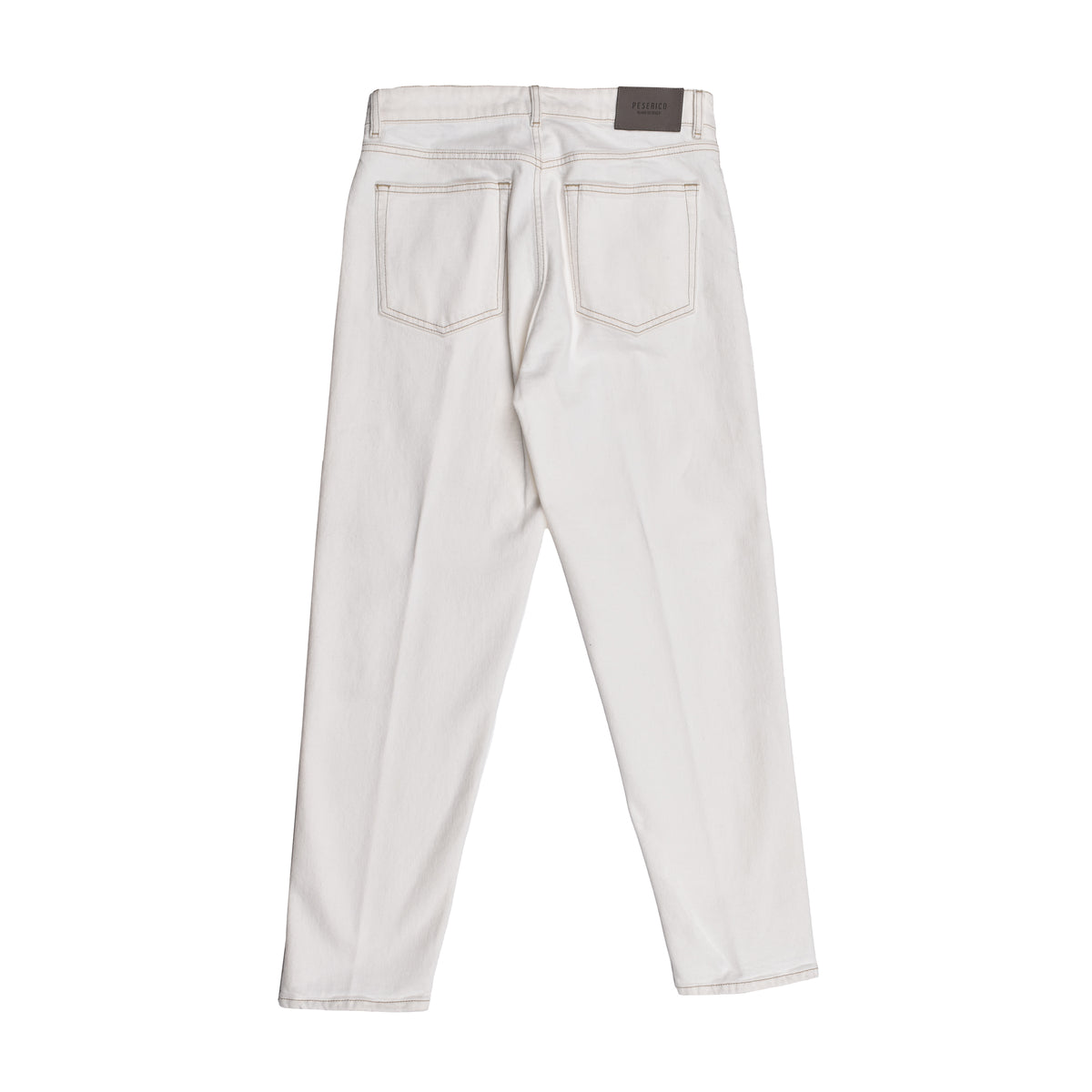 PESERICO MEN'S WHITE DENIM FIVE-POCKET JEANS