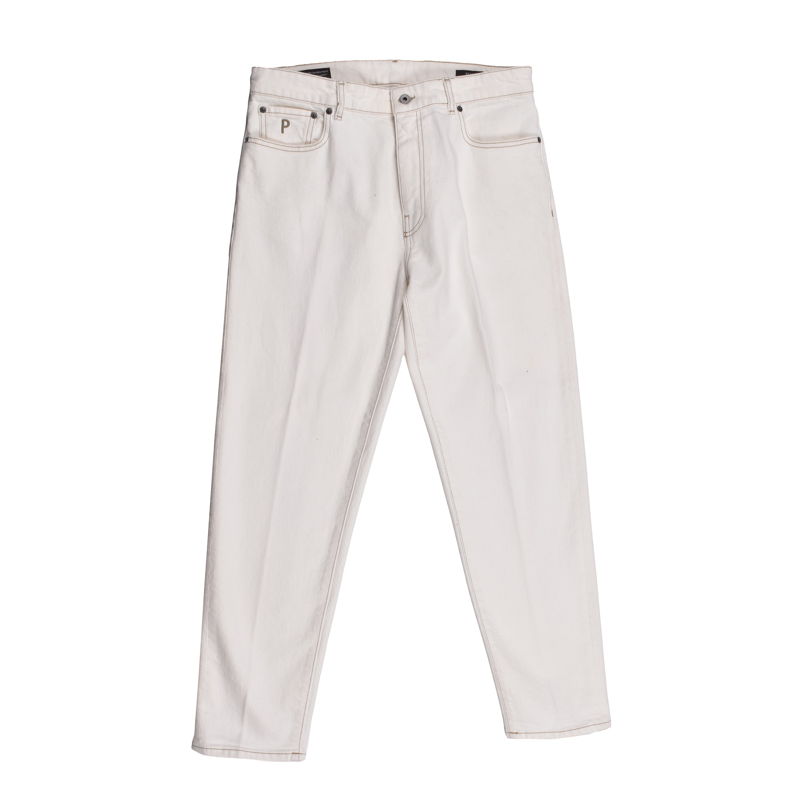 PESERICO MEN'S WHITE DENIM FIVE-POCKET JEANS