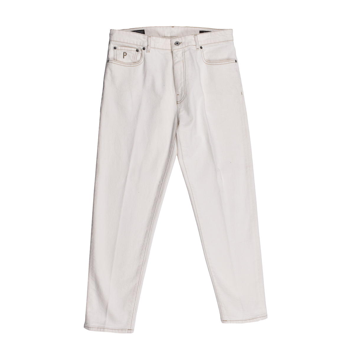 PESERICO MEN'S WHITE DENIM FIVE-POCKET JEANS