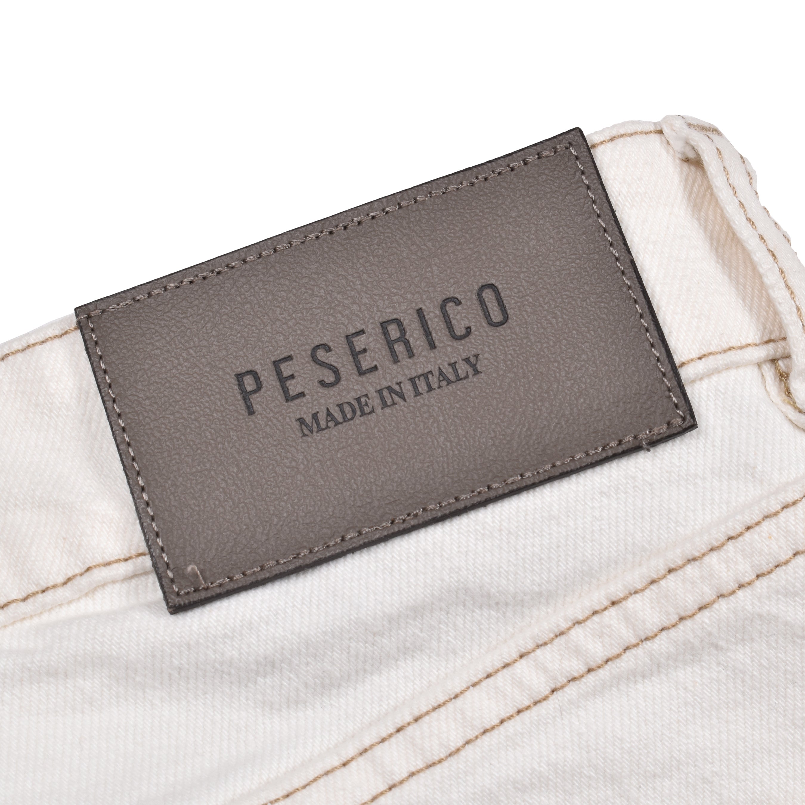 PESERICO MEN'S WHITE DENIM FIVE-POCKET JEANS