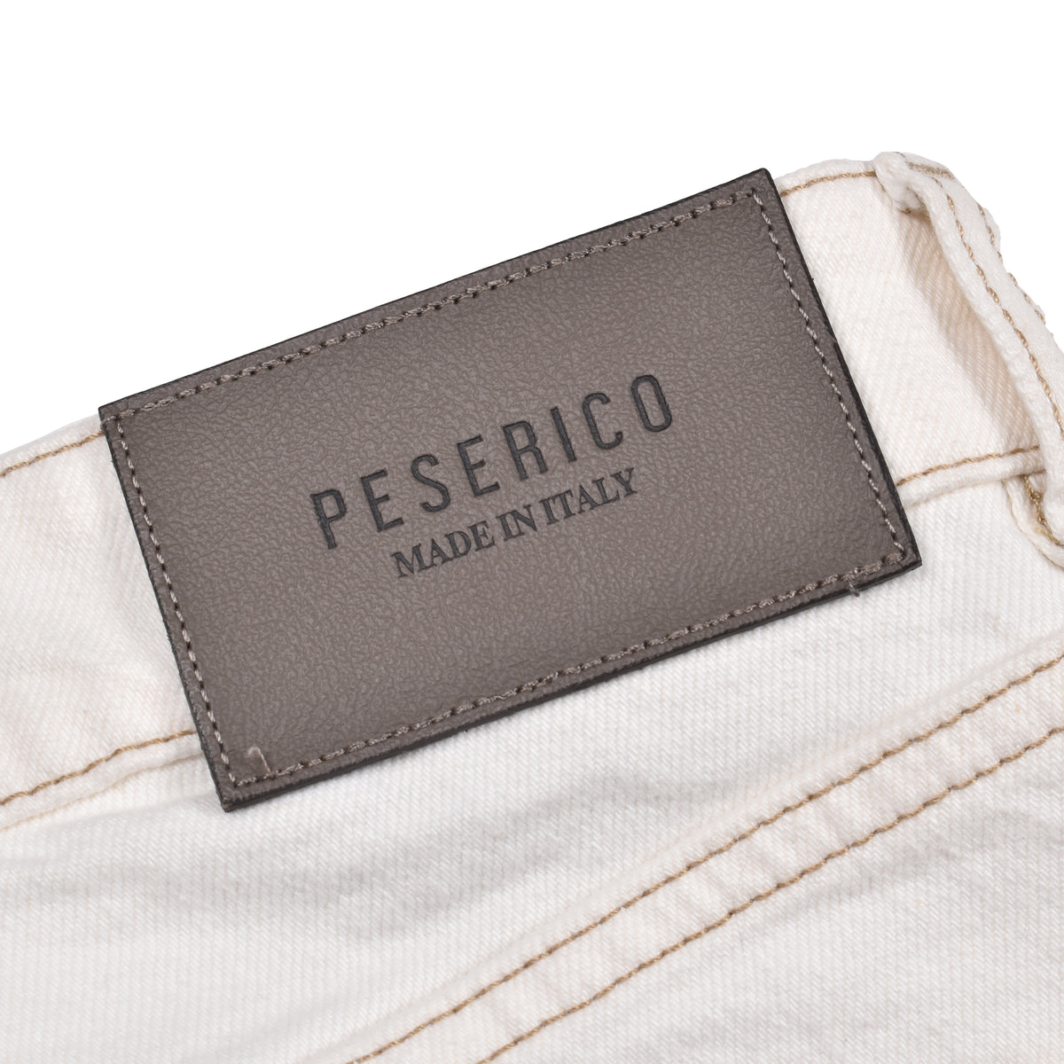 PESERICO MEN'S WHITE DENIM FIVE-POCKET JEANS