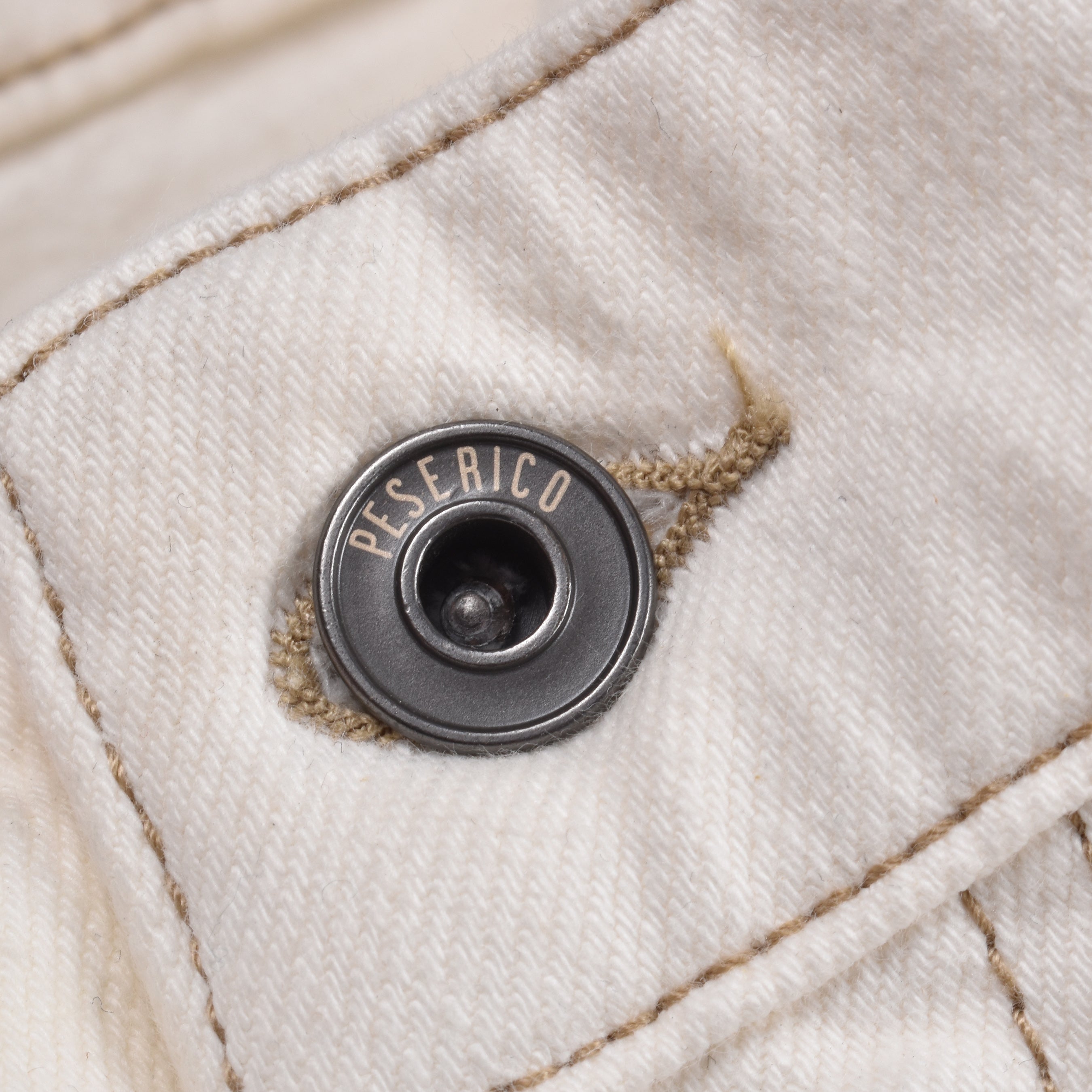 PESERICO MEN'S WHITE DENIM FIVE-POCKET JEANS