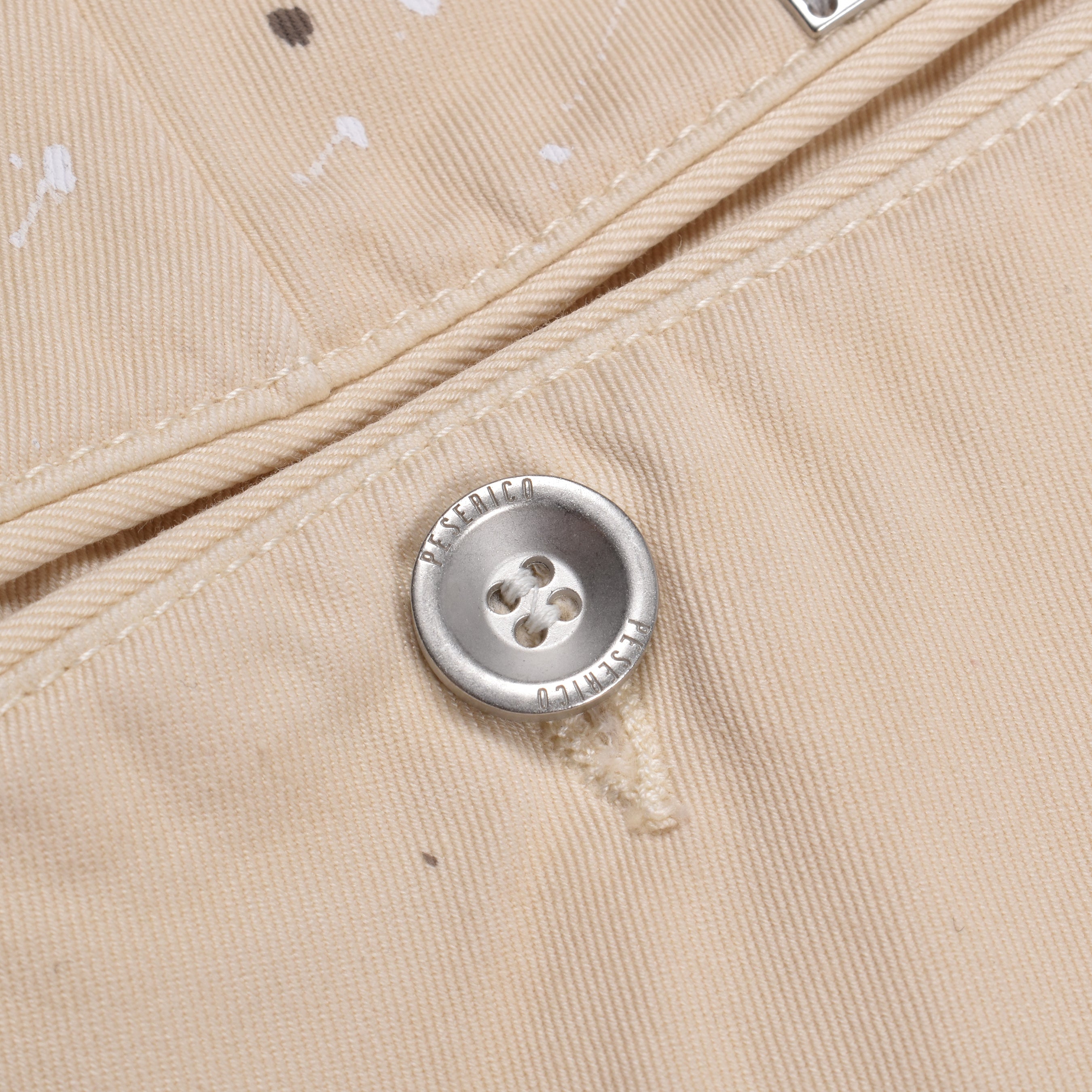 PESERICO MEN'S BEIGE TAILORED TROUSERS WITH SPLATTER DETAIL