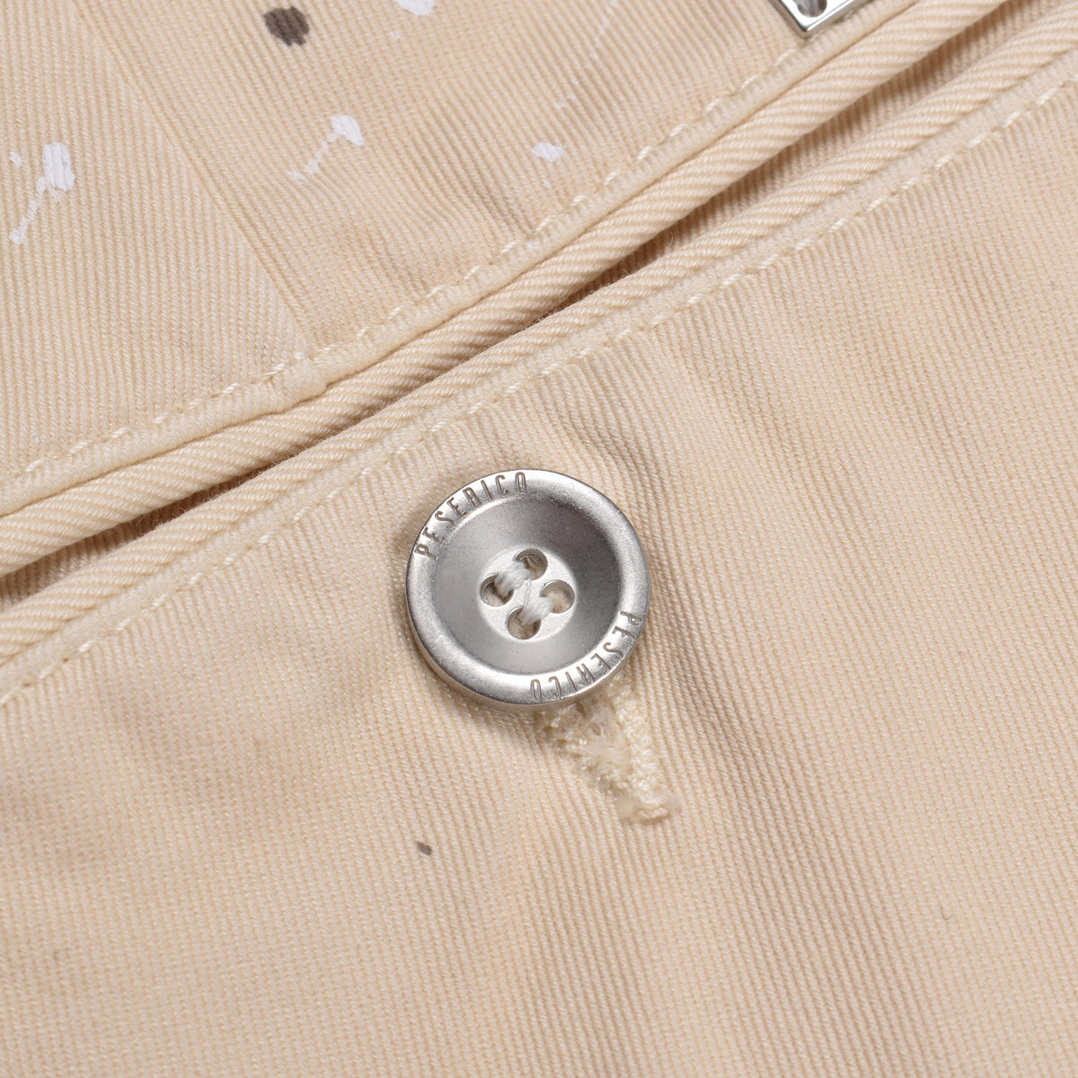 PESERICO MEN'S BEIGE TAILORED TROUSERS WITH SPLATTER DETAIL